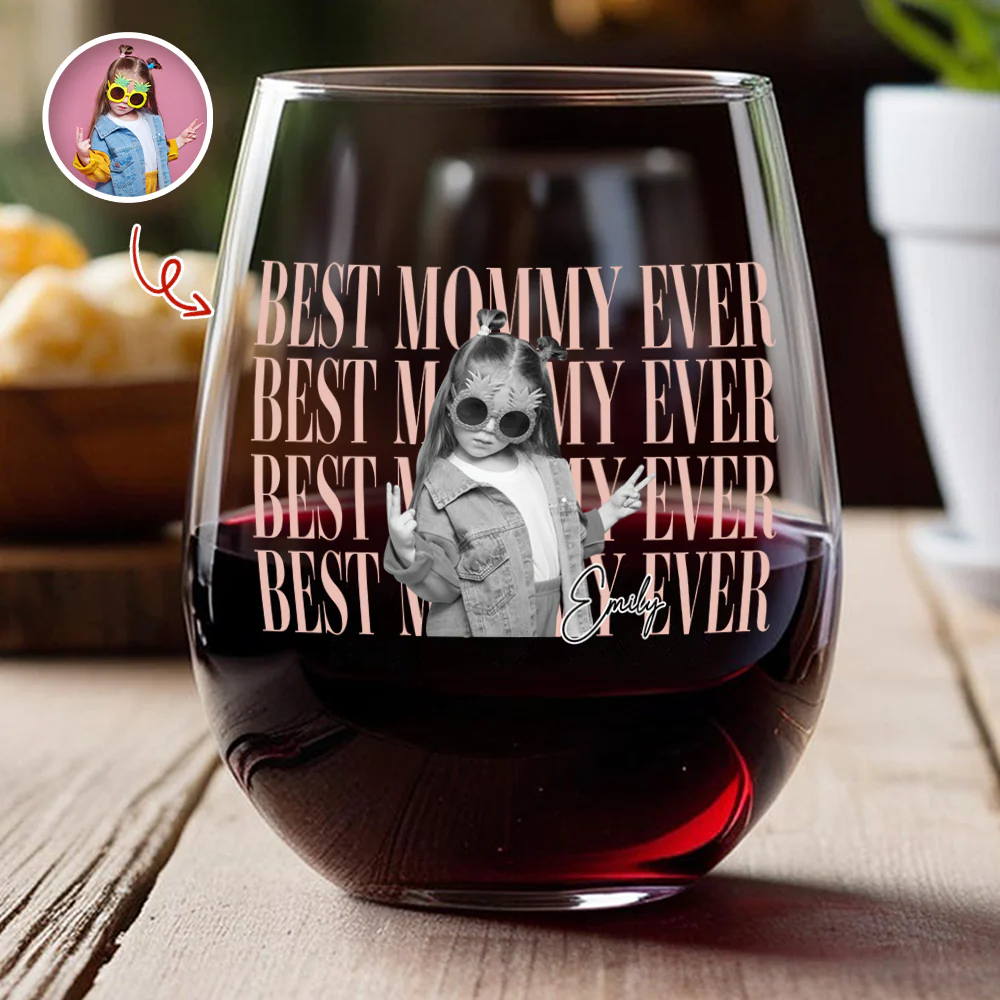 Personalized Vintage Photo Best Daddy Mommy Ever Wine Glass TH10 169957 - Image 3