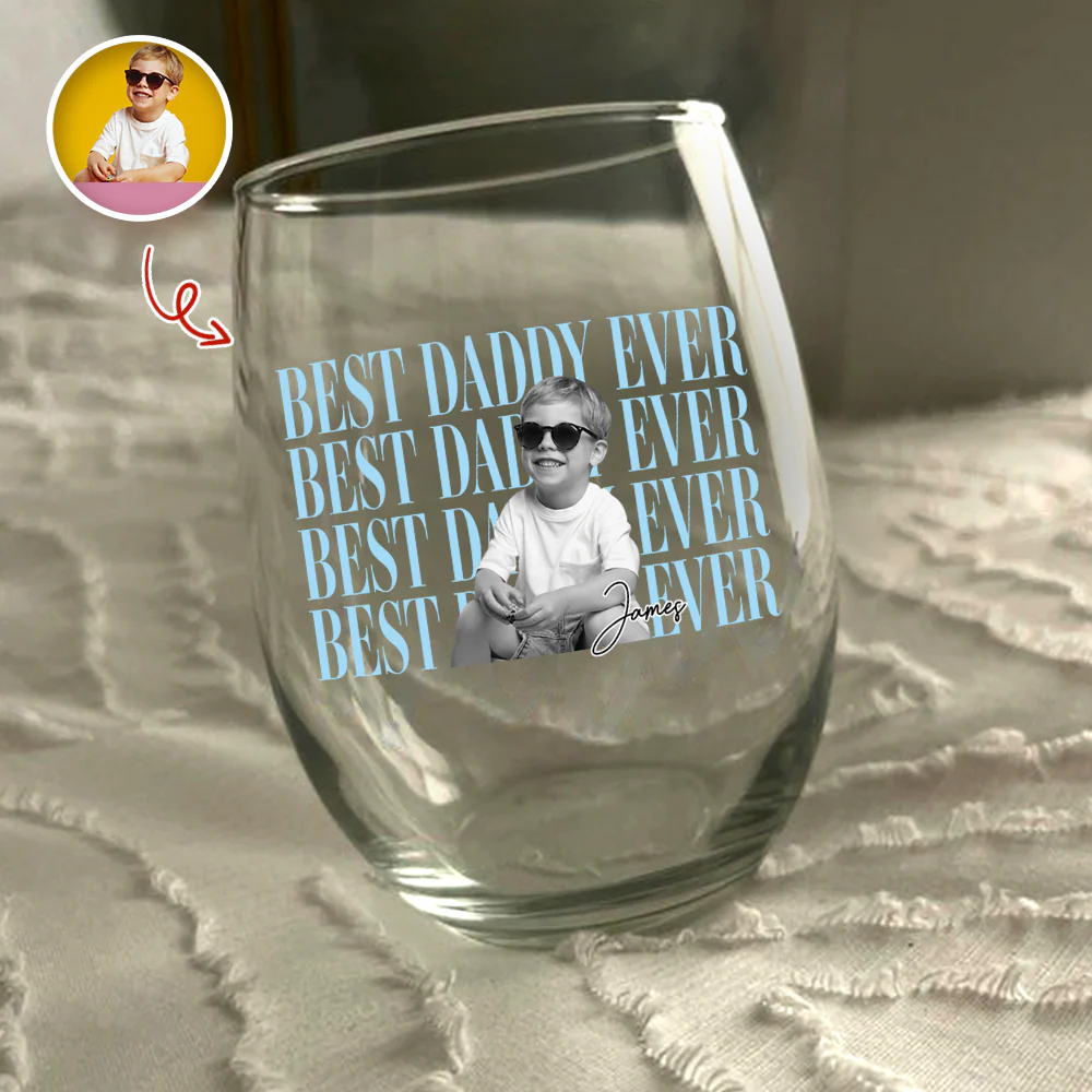 Personalized Vintage Photo Best Daddy Mommy Ever Wine Glass TH10 169957 - Image 5
