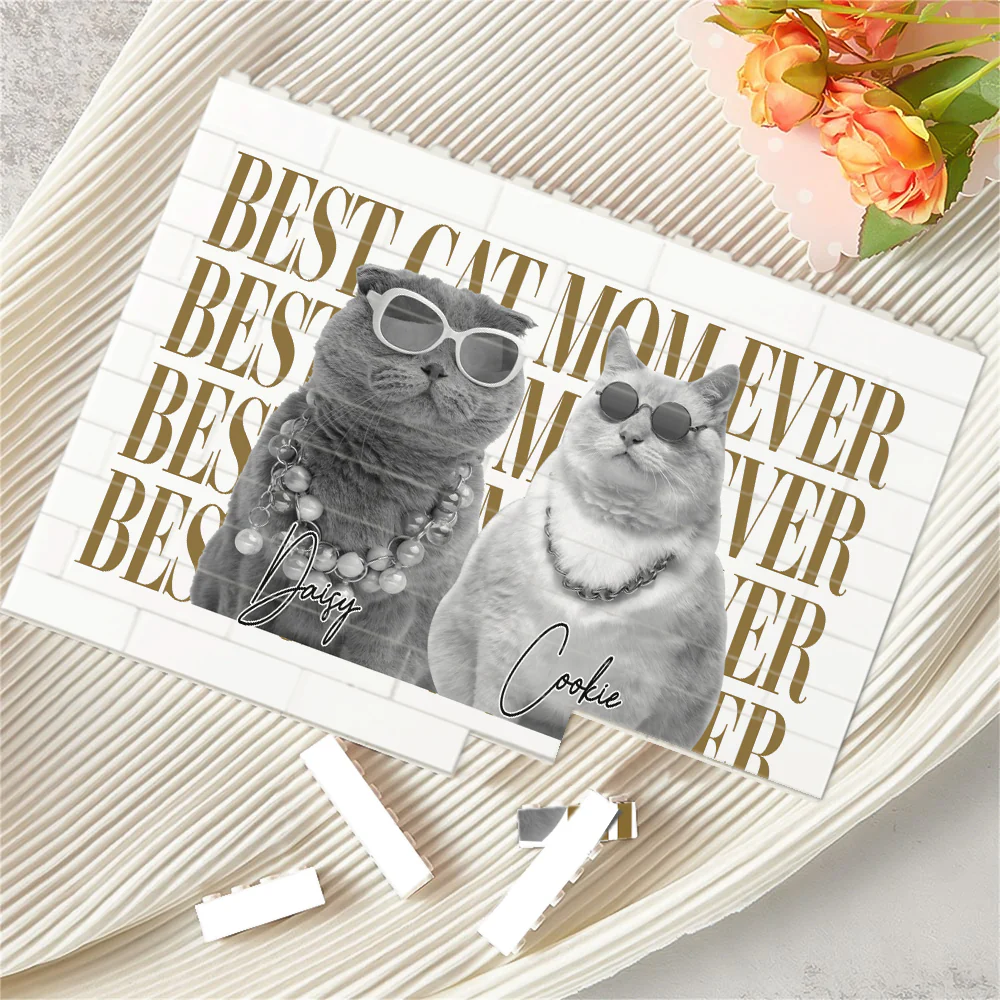 Personalized Vintage Photo Best Dog Cat Dad Mom Ever Building Brick Block CH07 911548 - Image 5