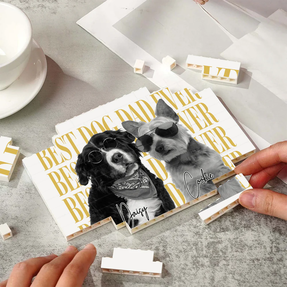 Personalized Vintage Photo Best Dog Cat Dad Mom Ever Building Brick Block CH07 911548 - Image 7