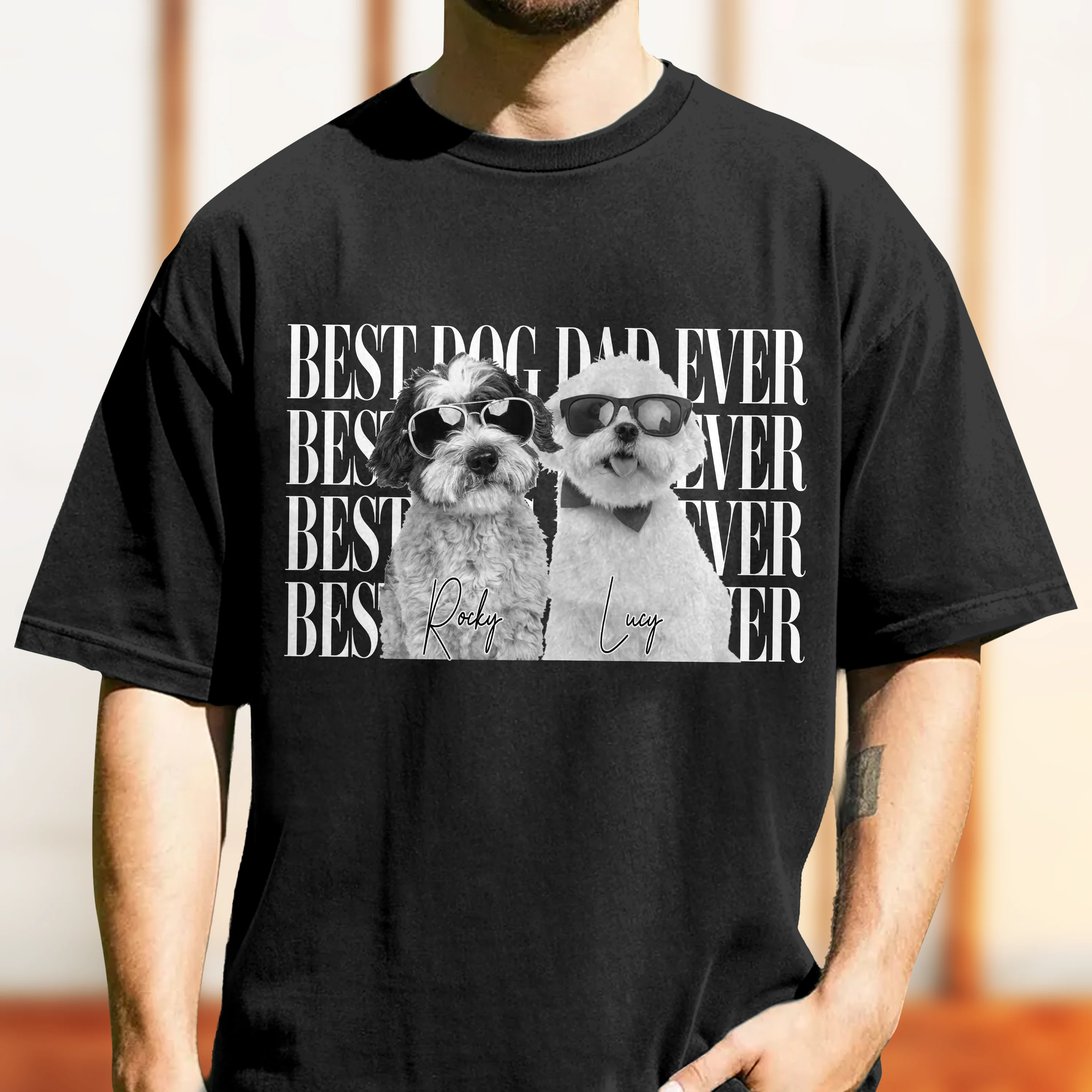 Personalized Vintage Photo Best Dog Dad Ever, Best Cat Dad Ever Comfort Shirt HA75 921278 - Image 3