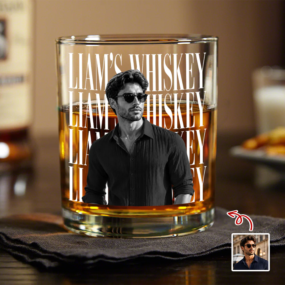 Personalized Vintage Photo His Whiskey Glass HA75 921686