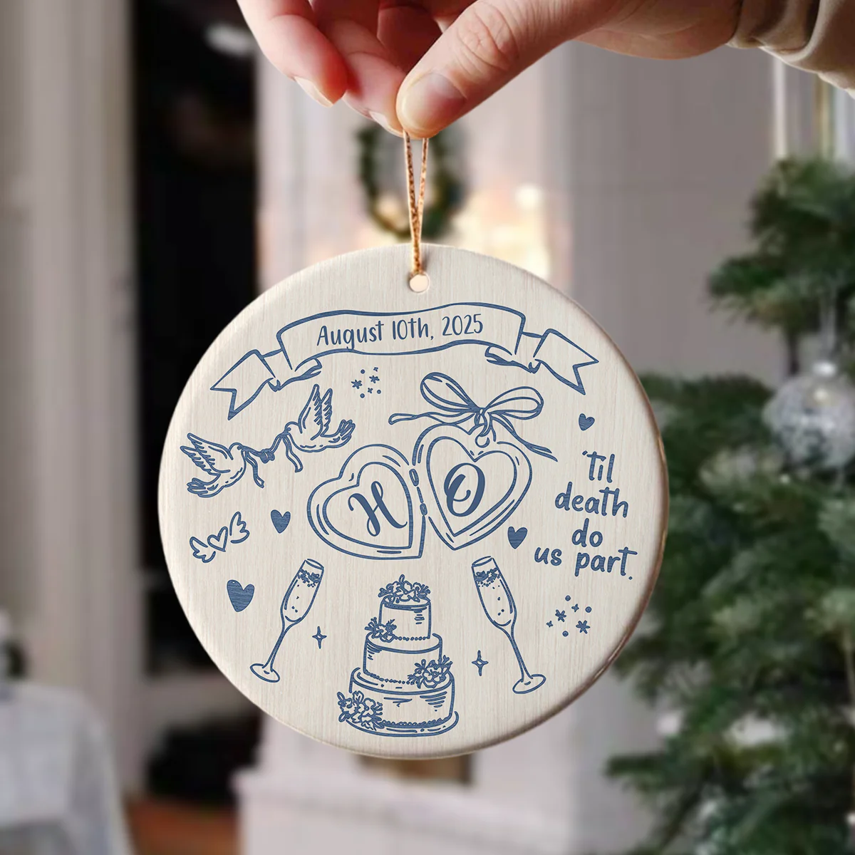 Personalized Wedding Ceramic Ornament Gift for Couples LM32 895449 - Image 2