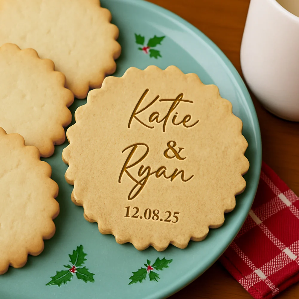 Personalized Wedding Initials and Date Cookie Stamp LM32 897427 - Image 3