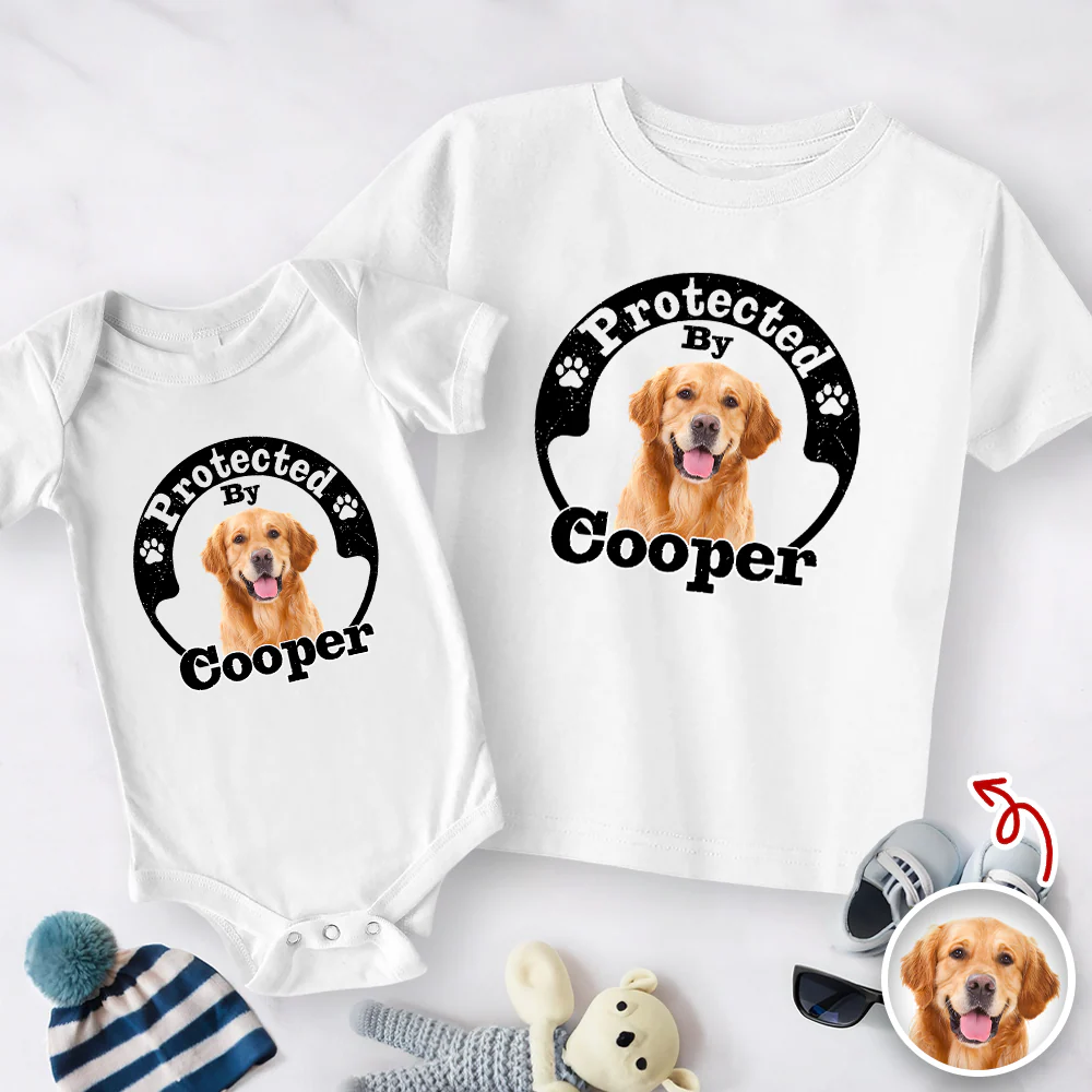 Protected By Human Dog Photo Ver 2 - Personalized Baby Onesie LM32 895019 - Image 2