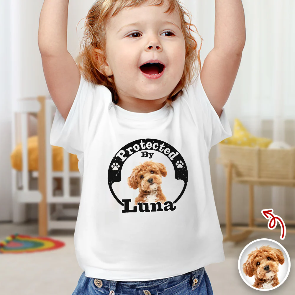 Protected By Human Dog Photo Ver 2 - Personalized Baby Onesie LM32 895019 - Image 4