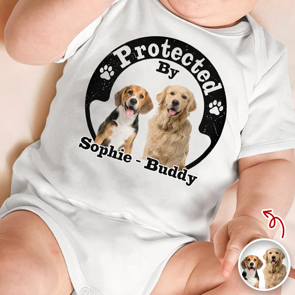 Protected By Human Dog Photo Ver 2 - Personalized Baby Onesie LM32 895019 - Image 5