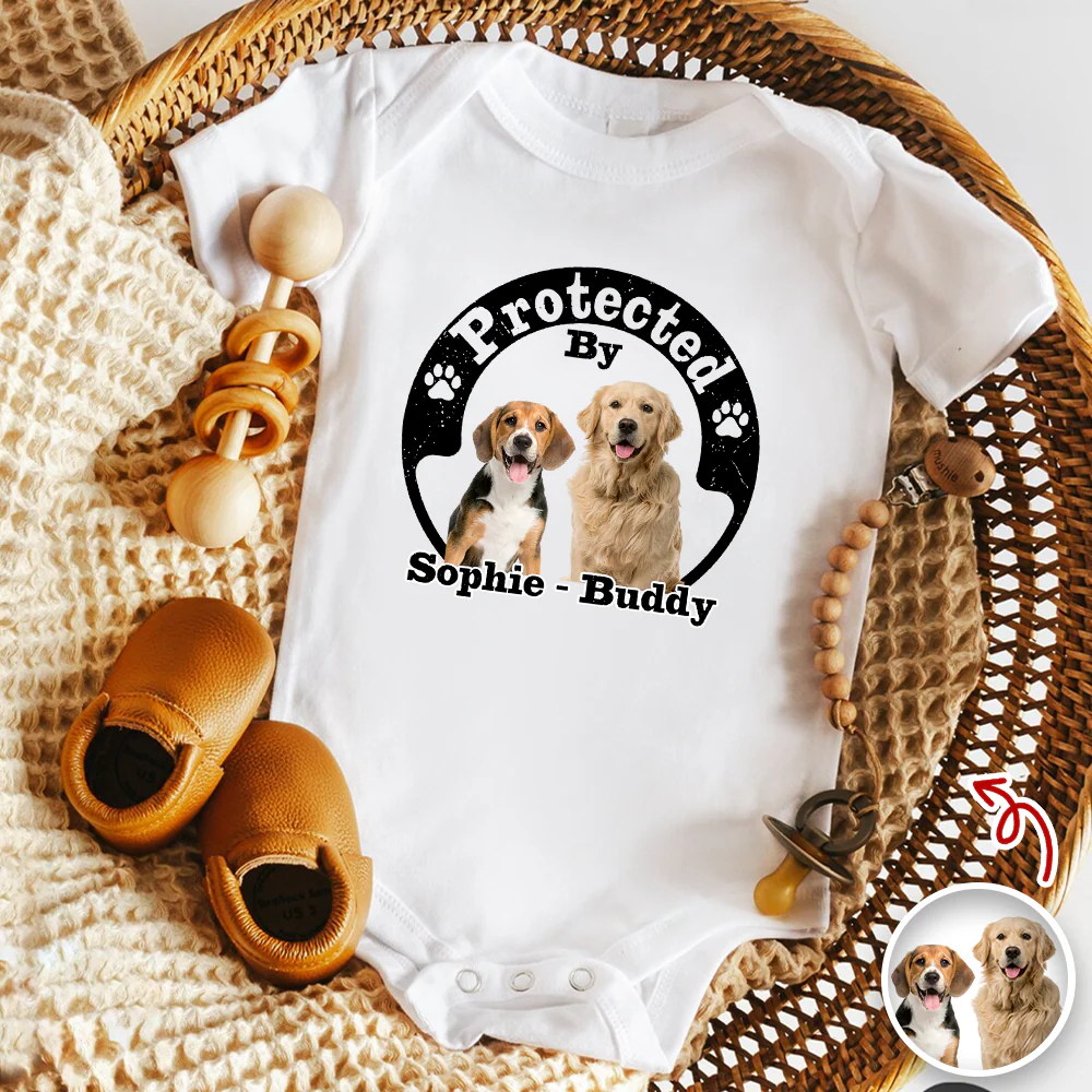 Protected By Human Dog Photo Ver 2 - Personalized Baby Onesie LM32 895019 - Image 6