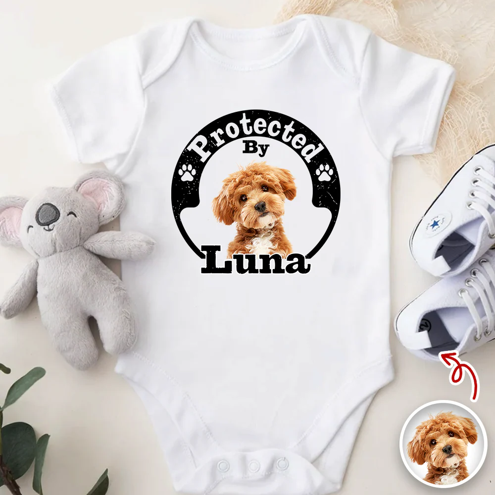 Protected By Human Dog Photo Ver 2 - Personalized Baby Onesie LM32 895019 - Image 8