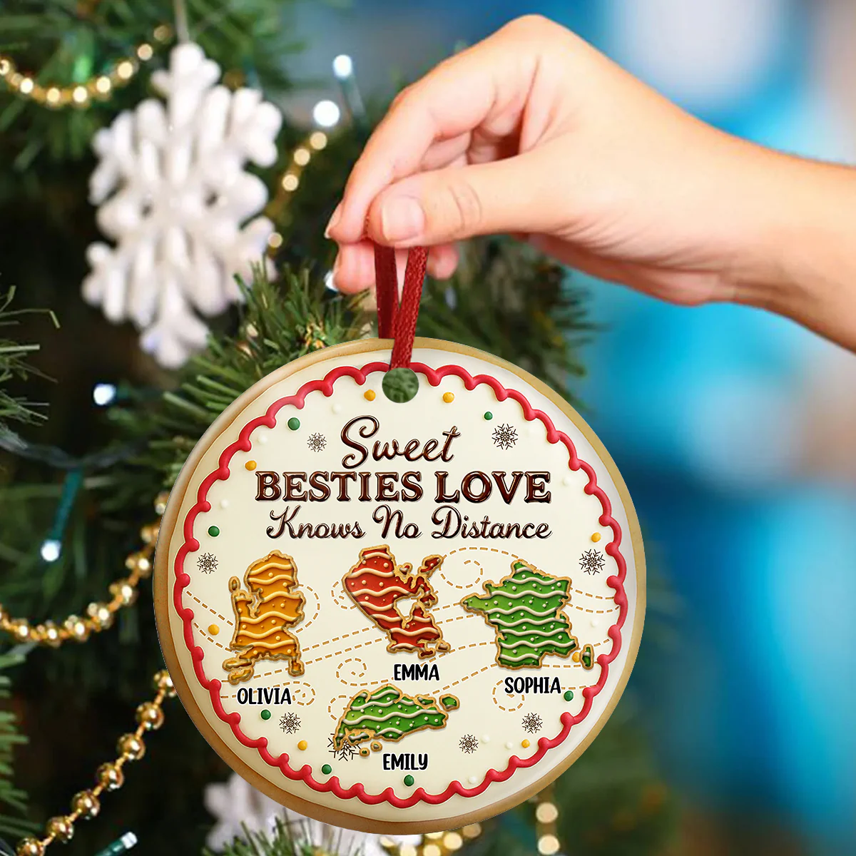 Sweet Family Love Knows No Distance - Personalized 3D Effect Ceramic Ornament LM32 897109 - Image 6