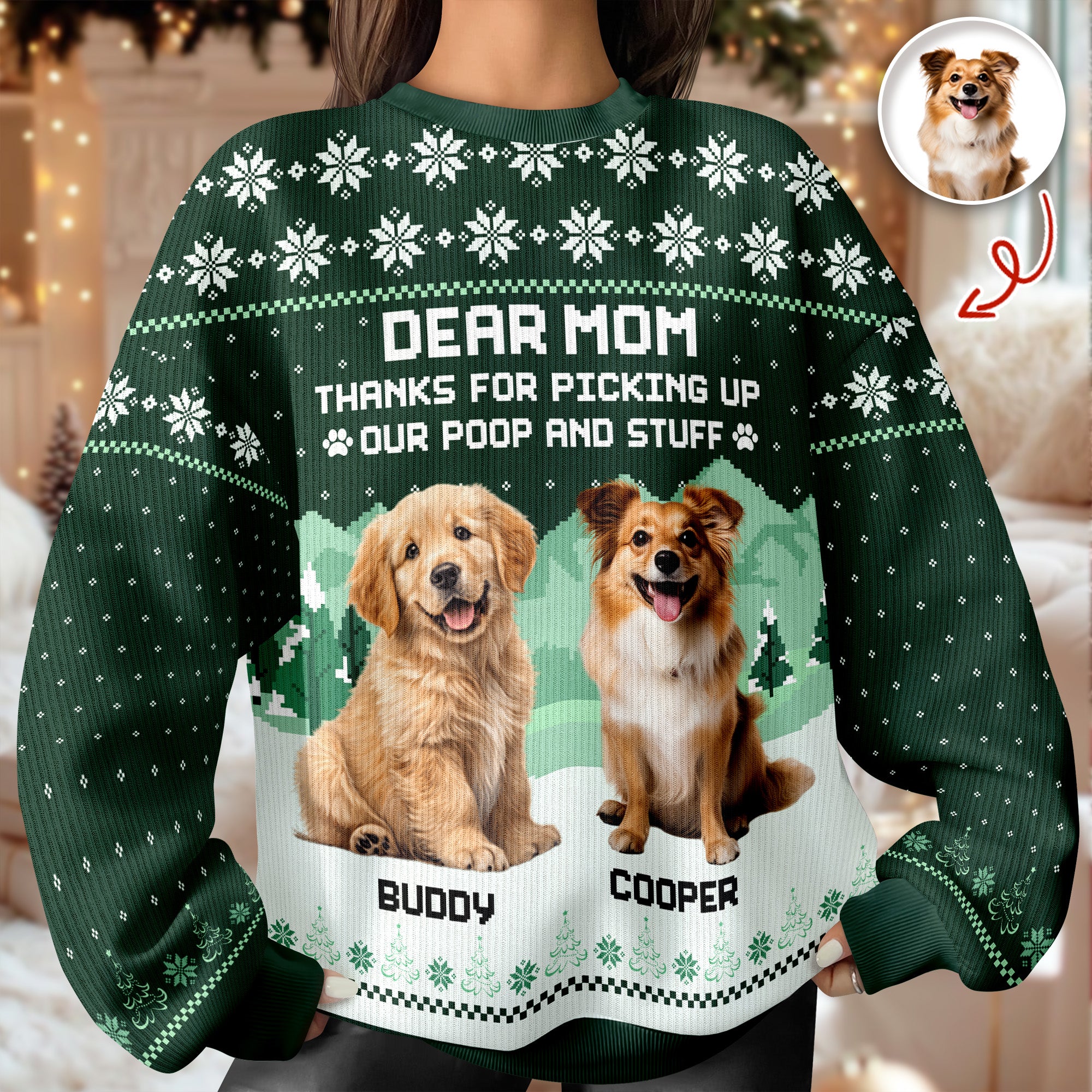 Thank For Picking Up My Poop And Stuff Custom Dog Photo Ugly Sweater CH07 896596 - Image 8
