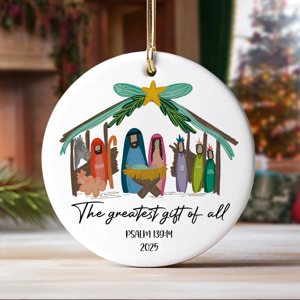 The Greatest Gift of All - Personalized Nativity Christmas Ceramic Ornament LM32 895719 - Image 6