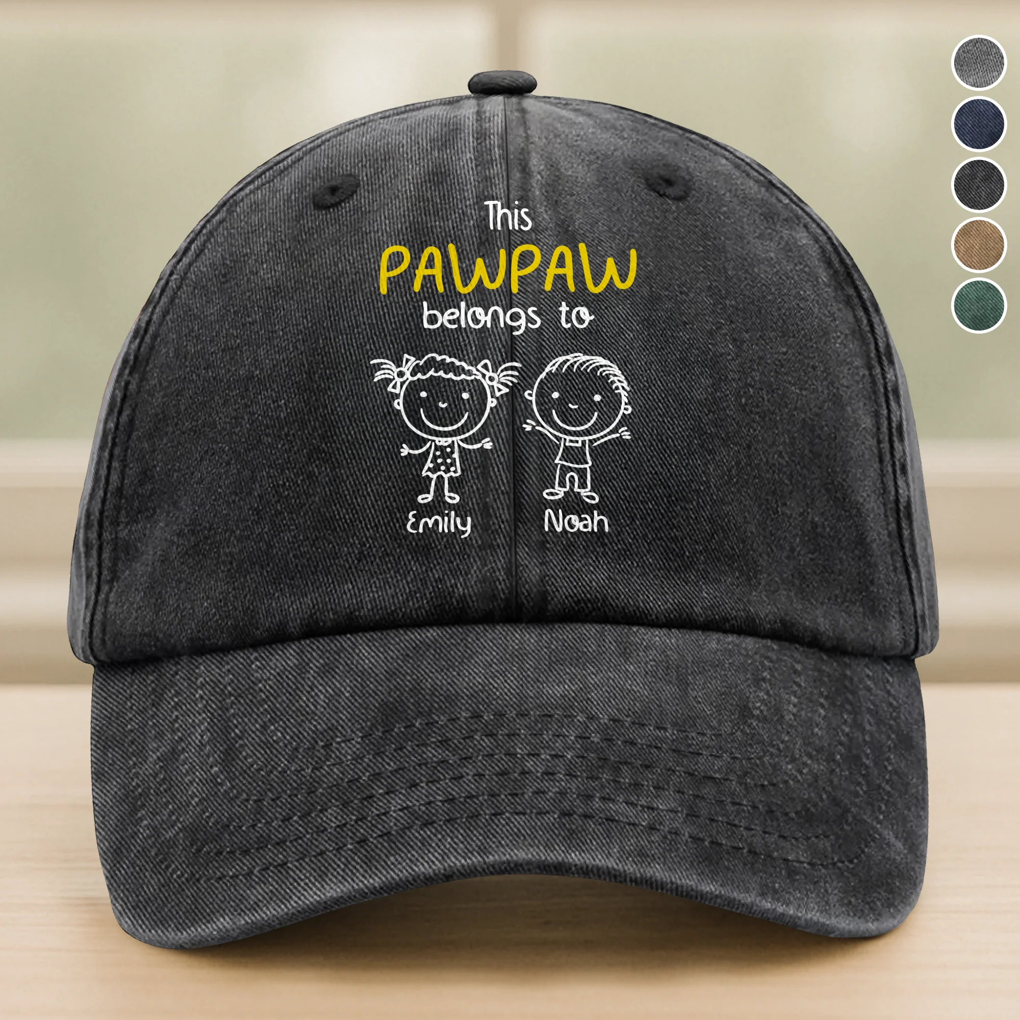 This Daddy Belongs To Us Personalized Washed Denim Baseball Cap HA75 897202 - Image 2