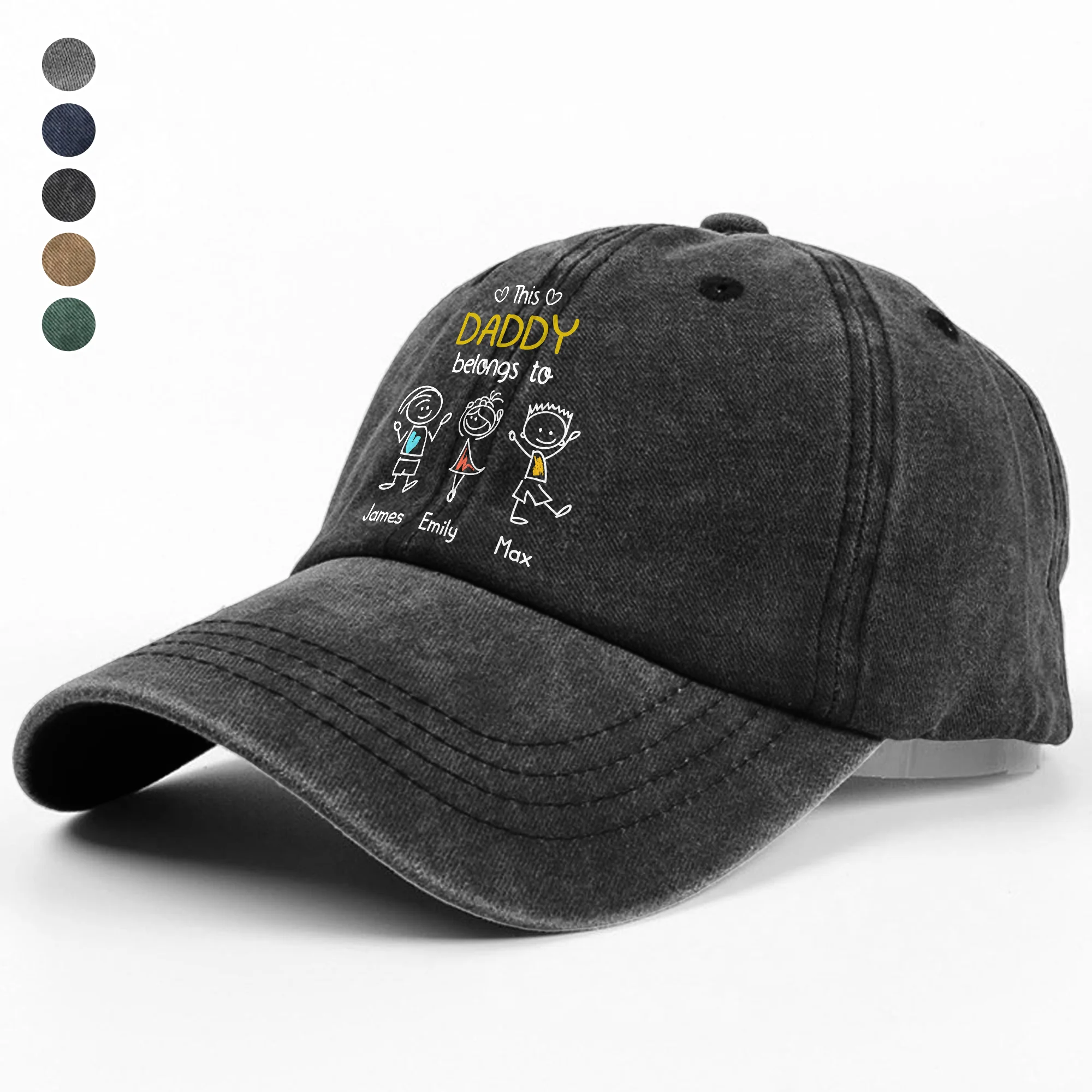 This Grandpa Belongs To Us Personalized Washed Denim Baseball Cap HA75 897156 - Image 3