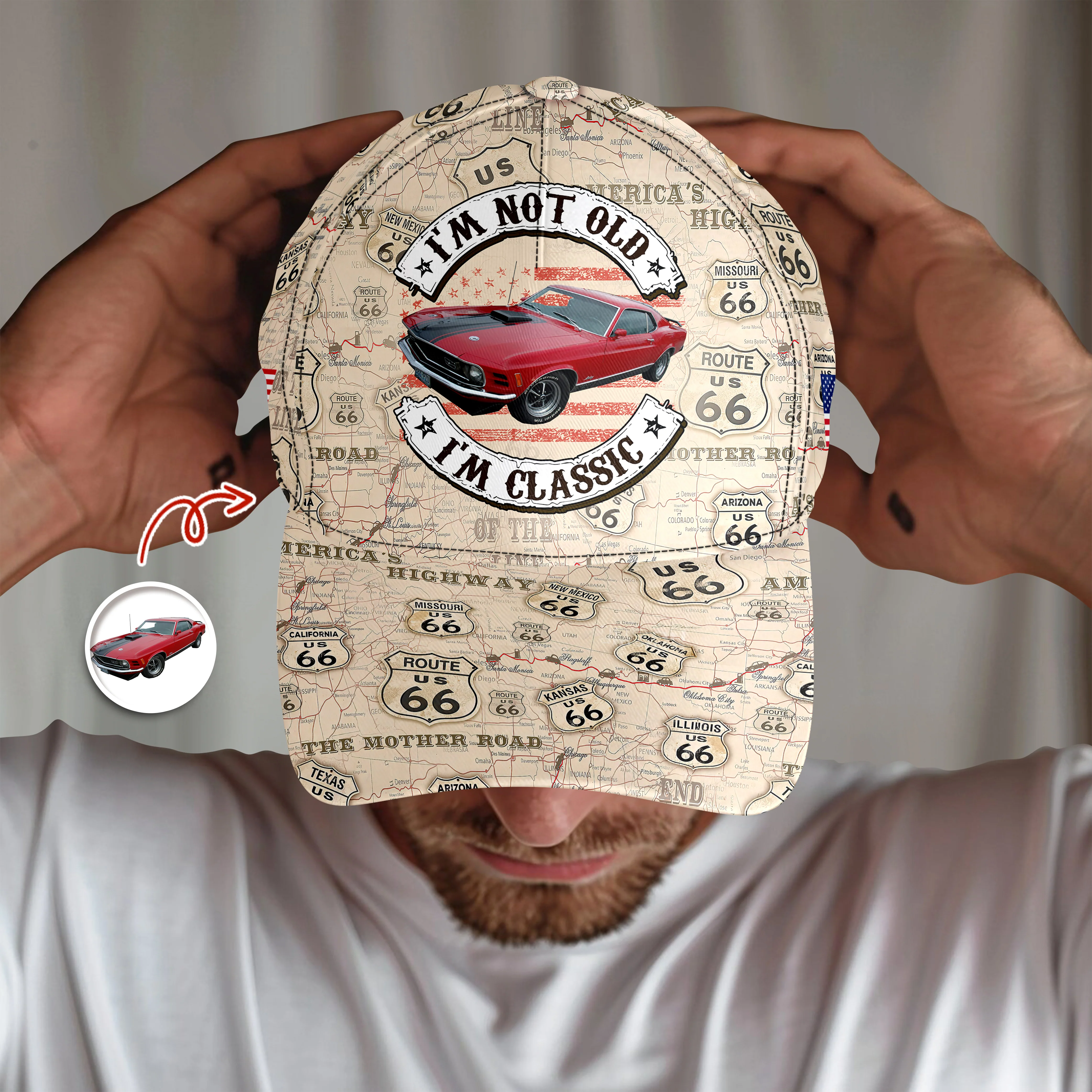 This Is How I Roll - Custom Vehicle Photo Upload Car Route 66 Classic Cap CH07 896384 - Image 12