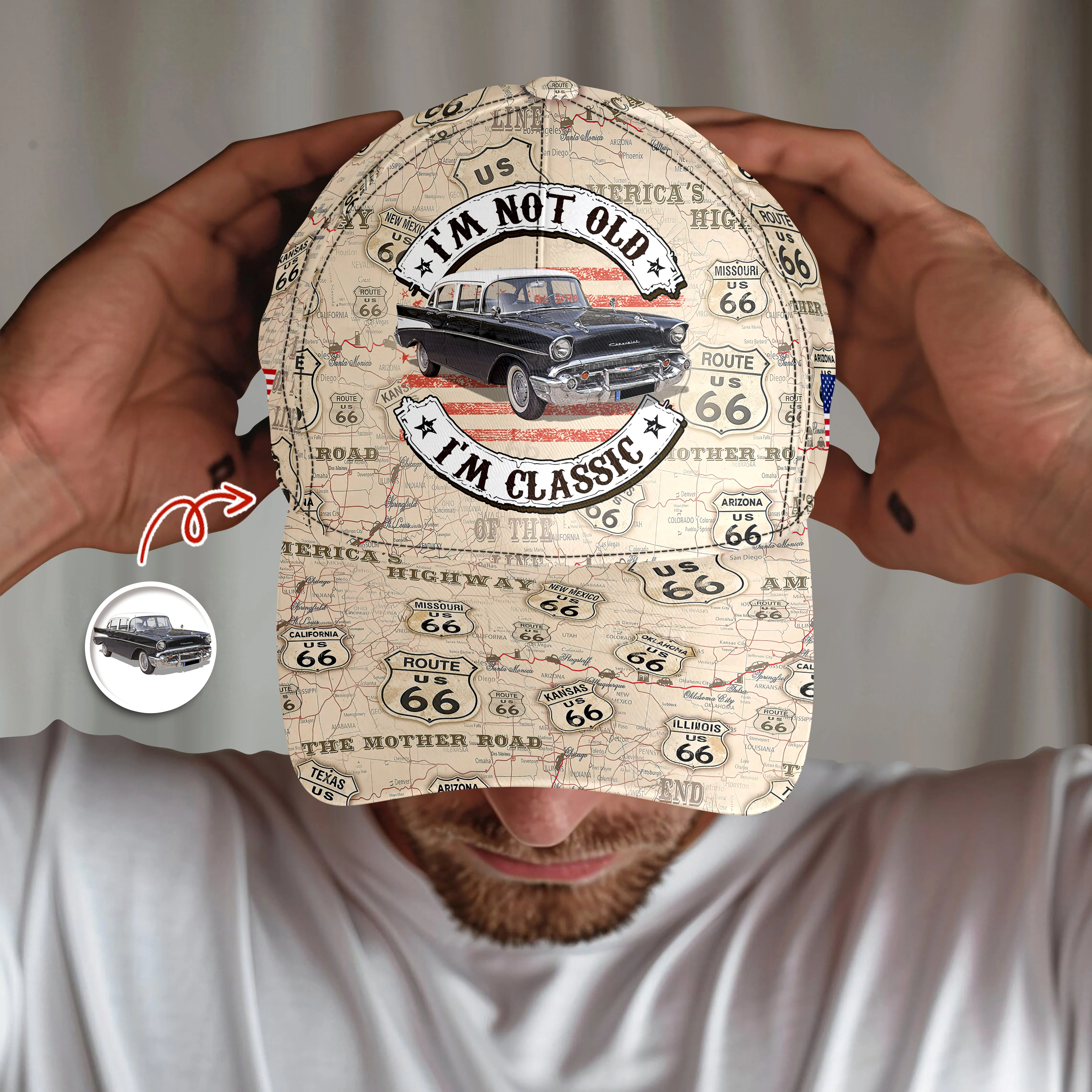 This Is How I Roll - Custom Vehicle Photo Upload Car Route 66 Classic Cap CH07 896384 - Image 3