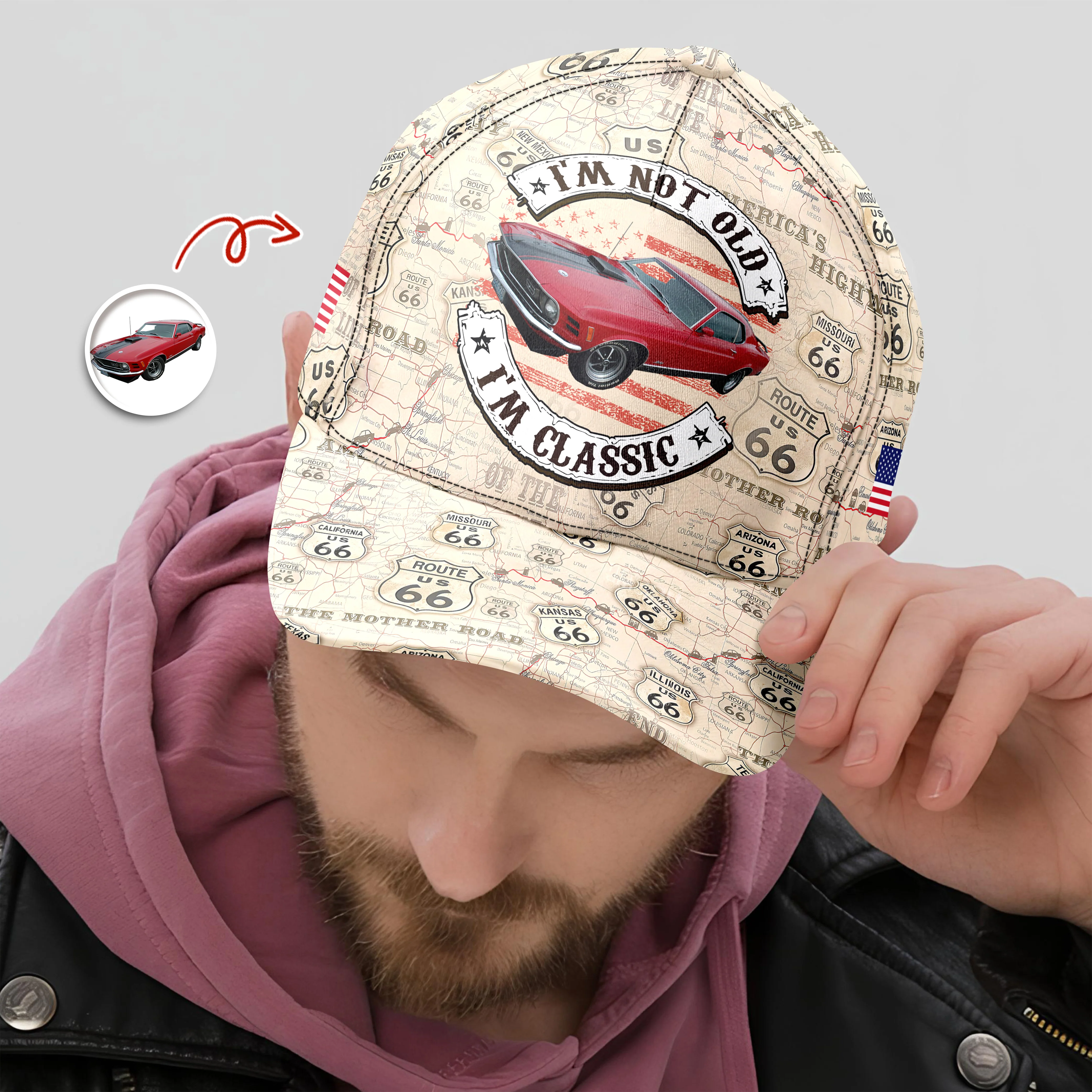 This Is How I Roll - Custom Vehicle Photo Upload Car Route 66 Classic Cap CH07 896384 - Image 5