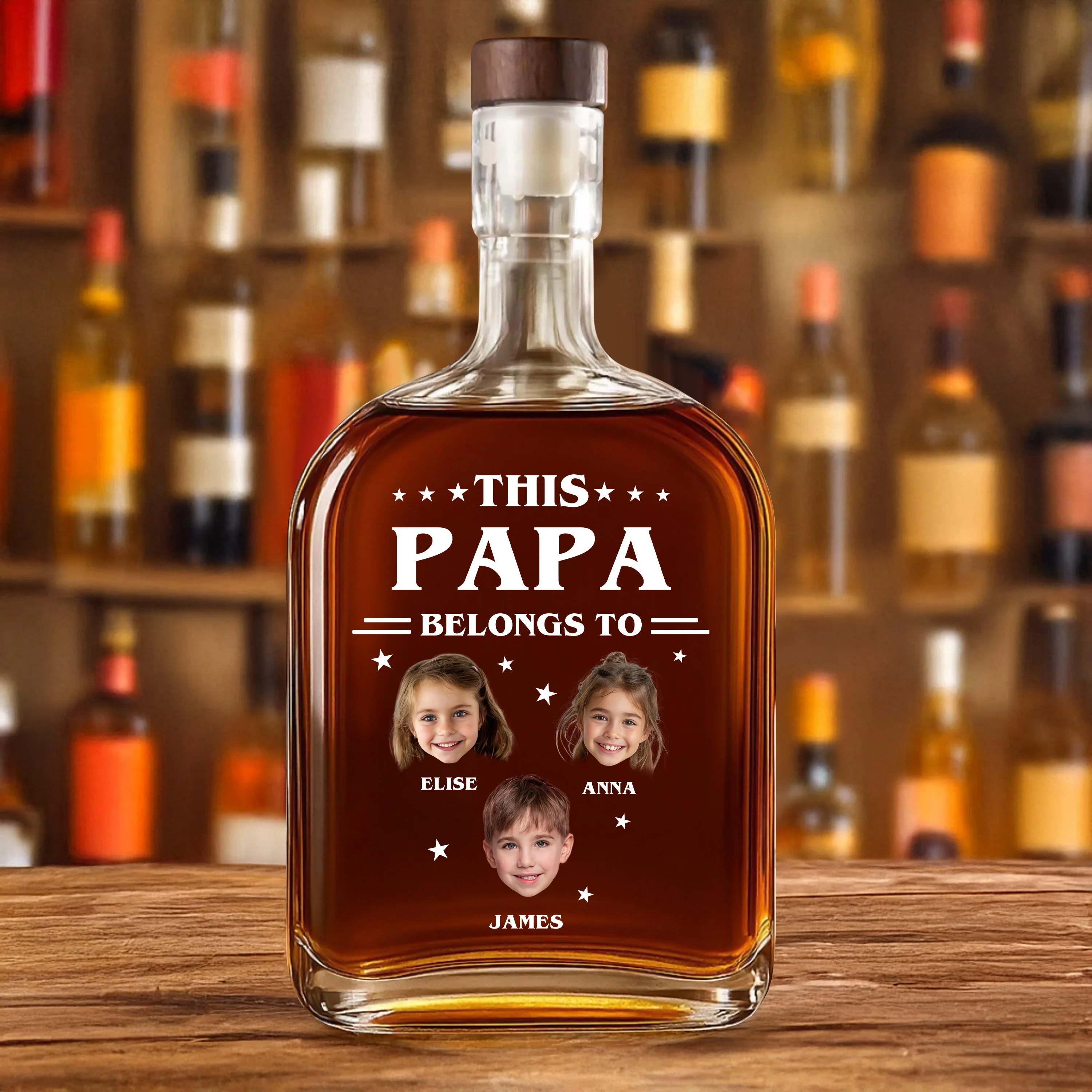 This Papa Is Powered By Love - Family Personalized Custom Whiskey Bottle - Father's Day, Gift For Dad, Grandpa HO82 894076 - Image 2