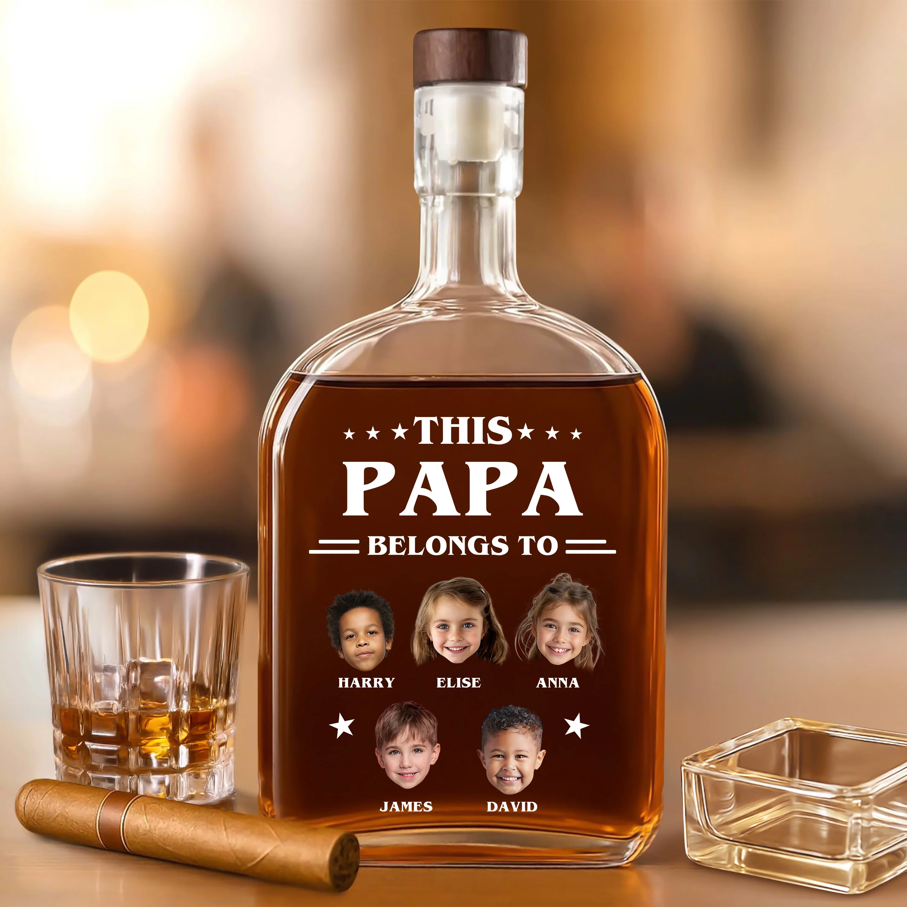 This Papa Is Powered By Love - Family Personalized Custom Whiskey Bottle - Father's Day, Gift For Dad, Grandpa HO82 894076 - Image 3