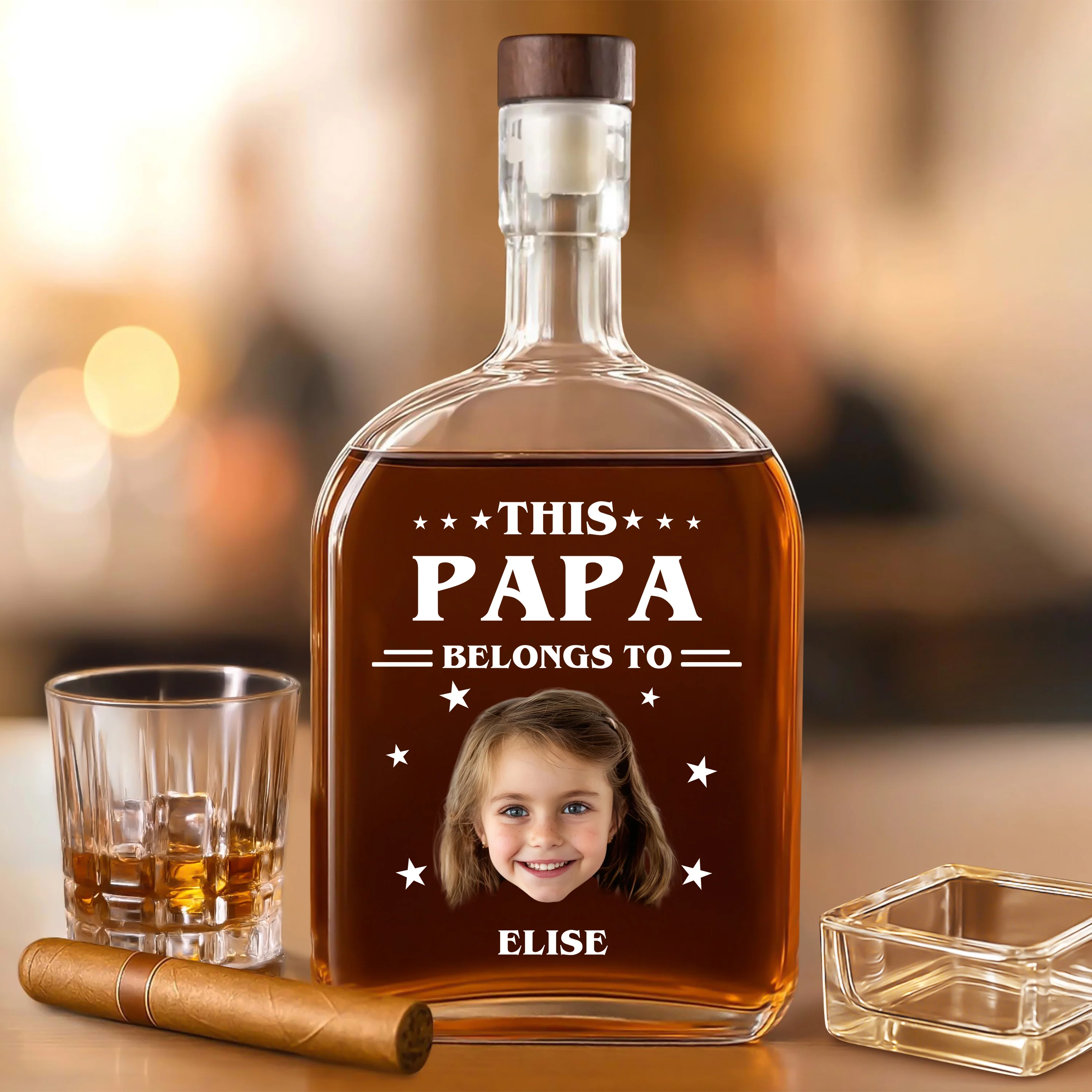 This Papa Is Powered By Love - Family Personalized Custom Whiskey Bottle - Father's Day, Gift For Dad, Grandpa HO82 894076 - Image 5
