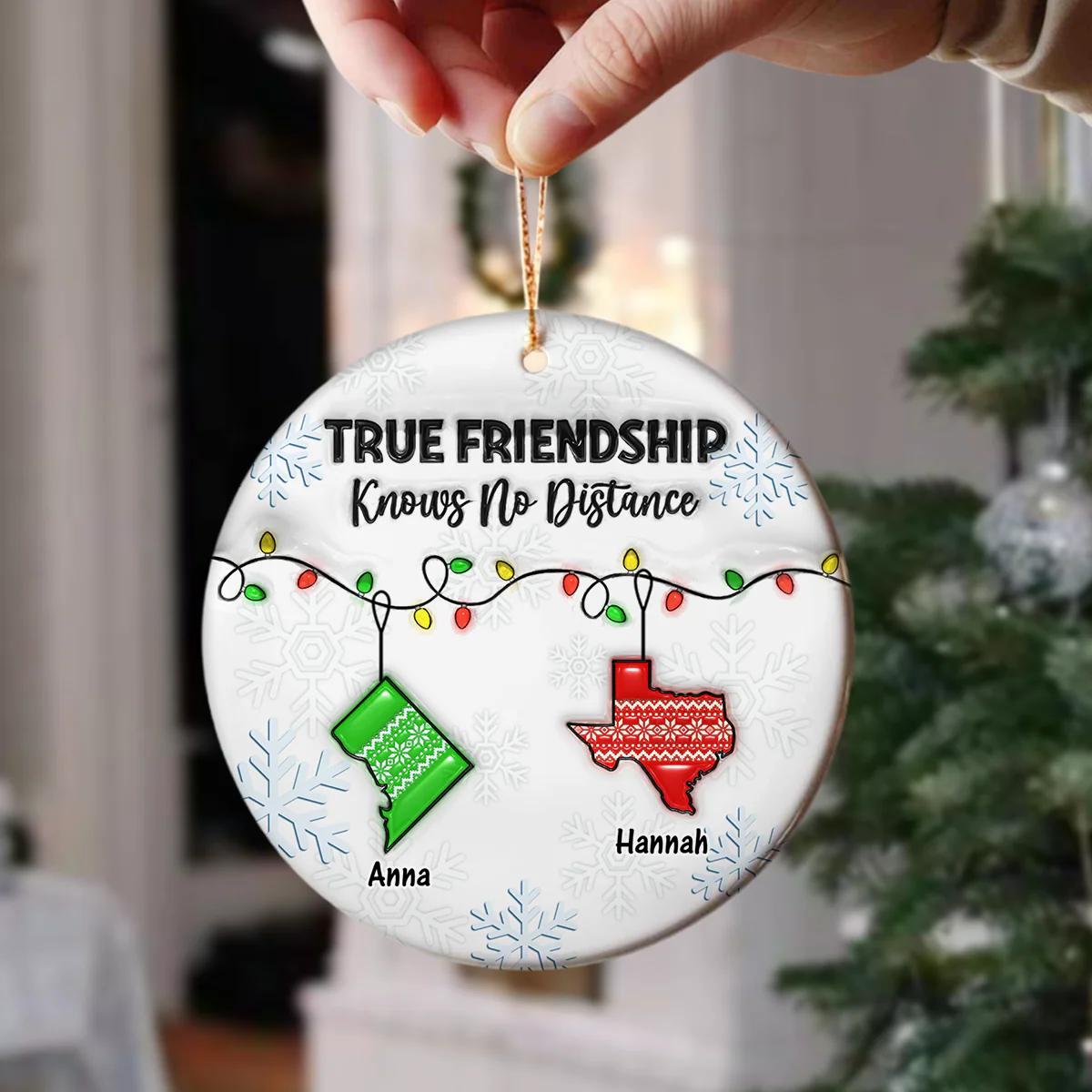 True Friendship Knows No Distance - Personalized 3D Inflated Effect Ceramic Ornament CH07 899302 - Image 3