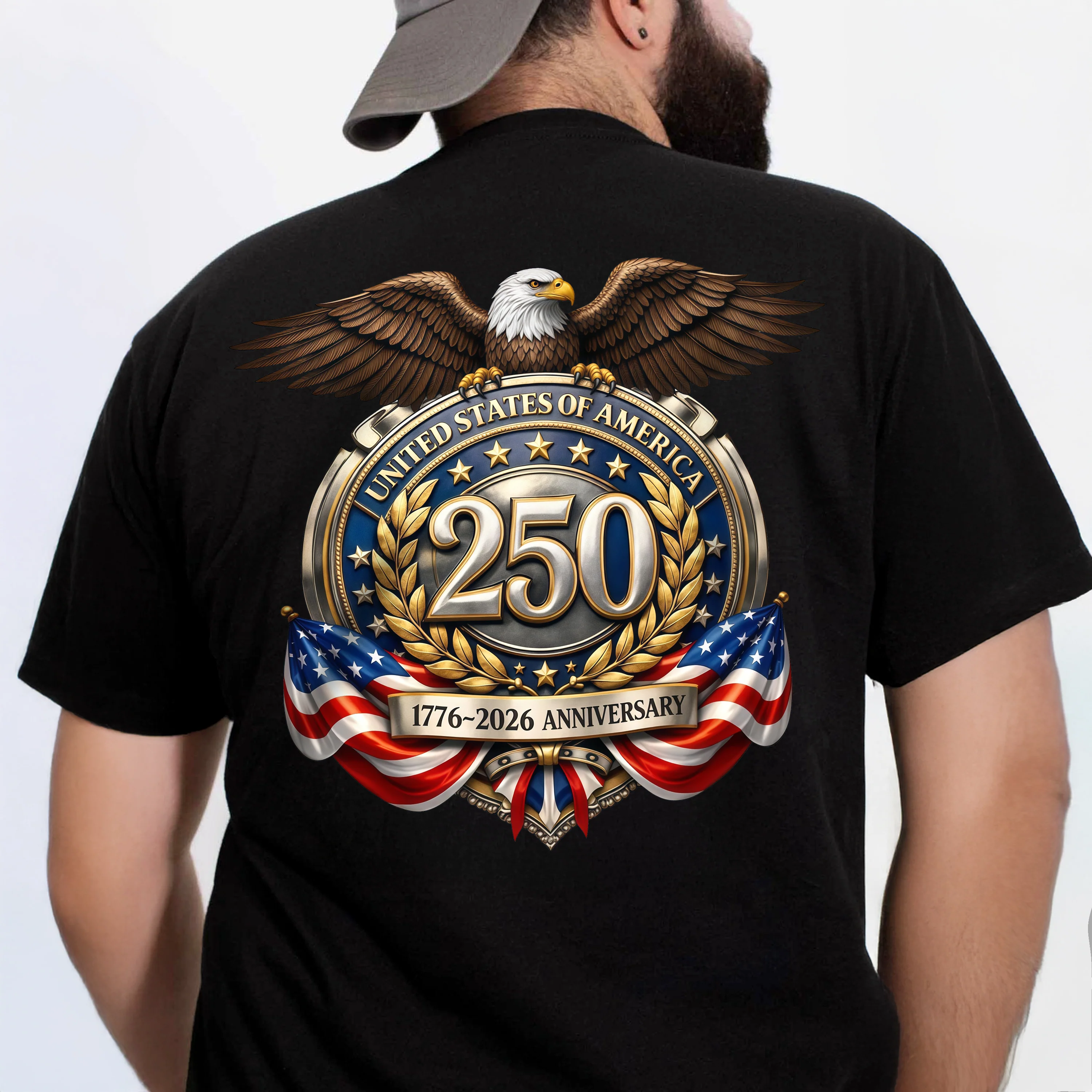 United States of America 1776–2026 Patriotic Eagle Emblem Back Shirt CH07 910554 - Image 2