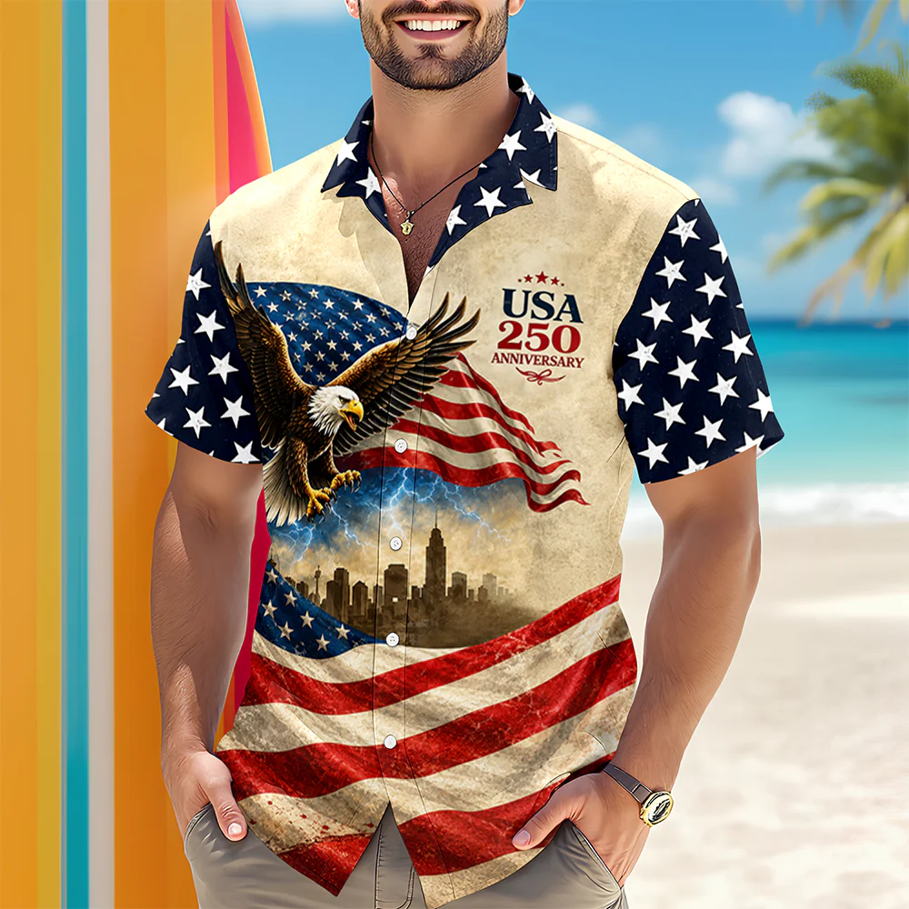 USA 250 Anniversary Patriotic Hawaii Shirt HA75 921620 - Image 2