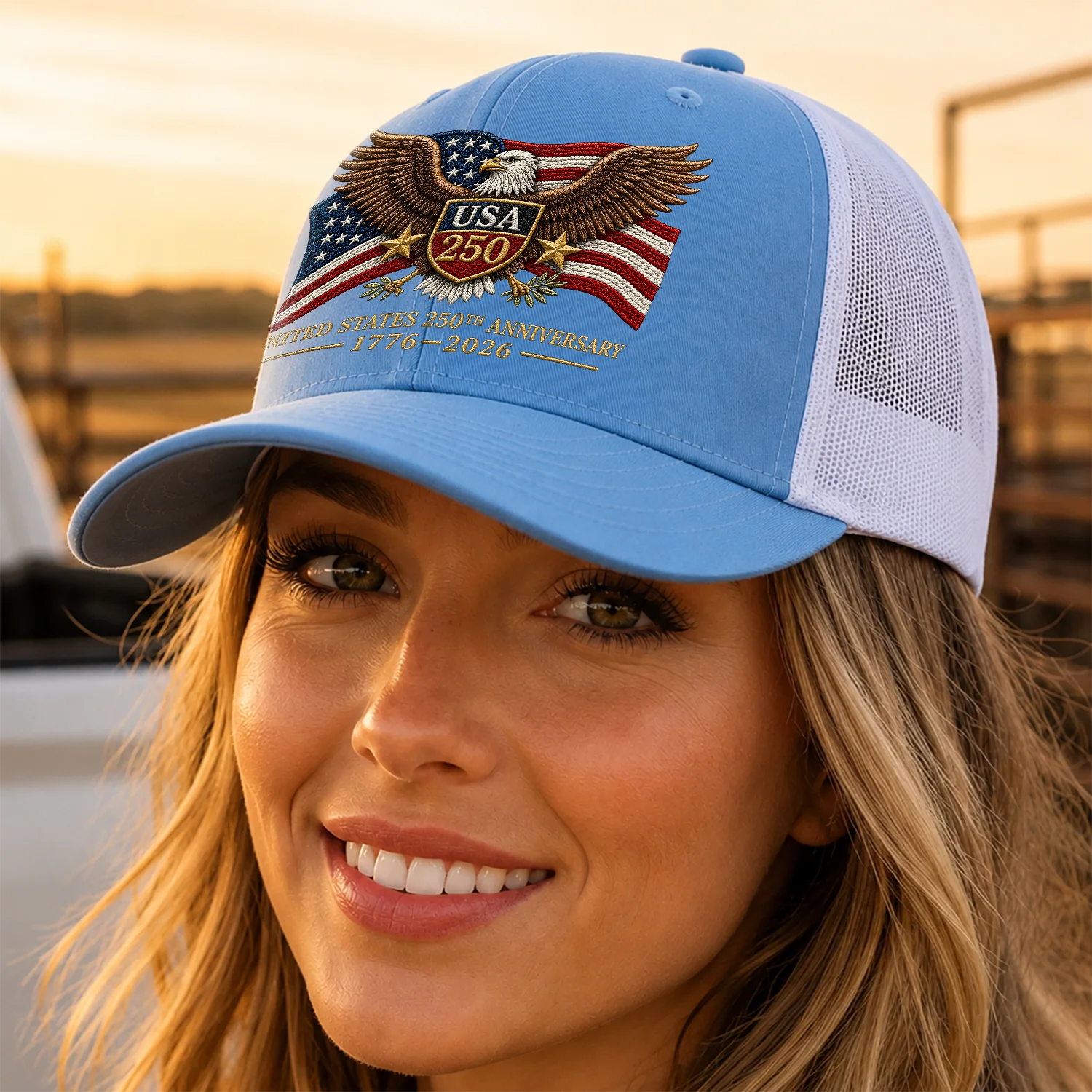 USA 250th Anniversary 1776-2026 Embroidered Trucker Hat CH07 911946 - Image 2