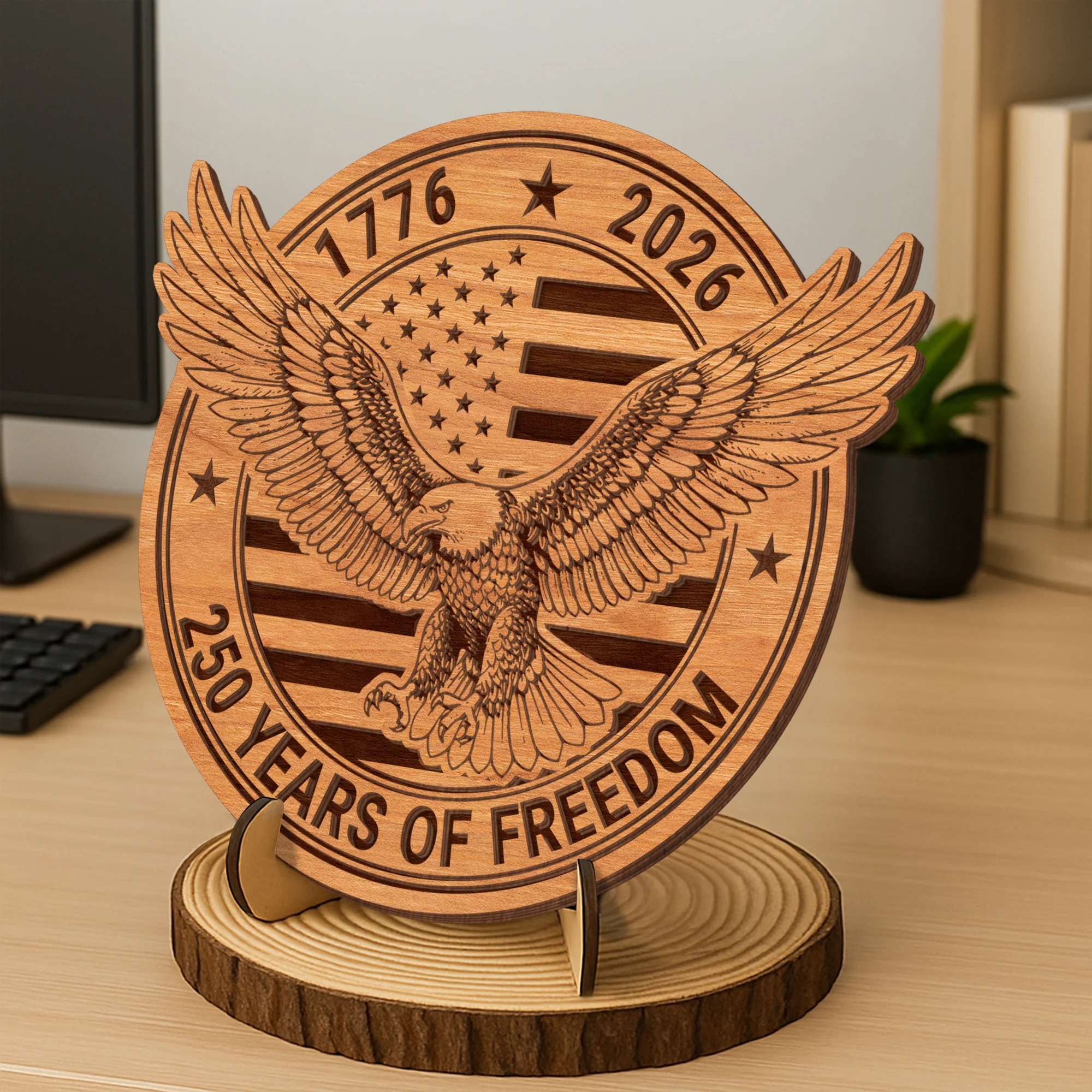 USA 250th Anniversary 1776-2026 Wooden Plaque With Stand HO82 901812 - Image 5