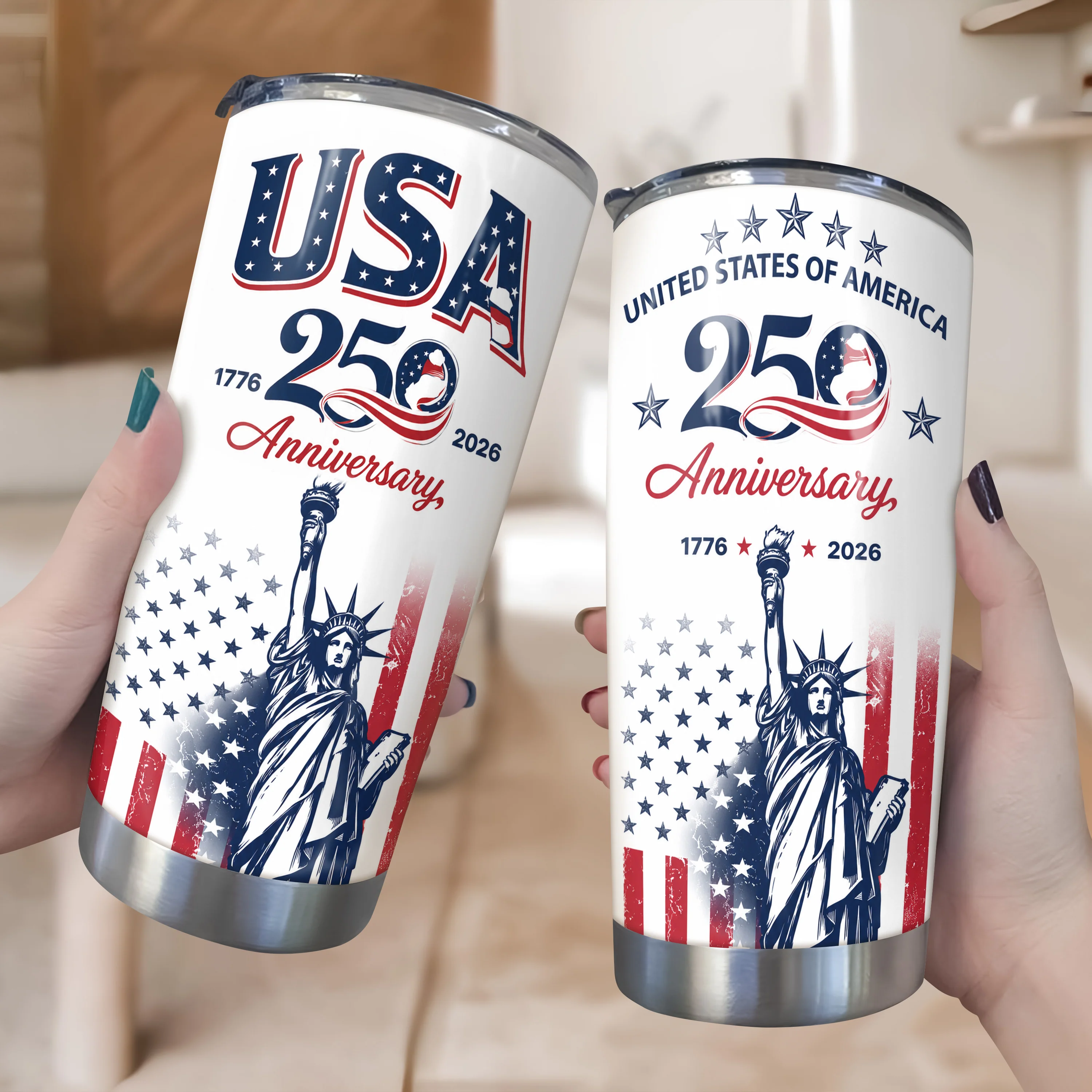 USA 250th Anniversary Patriotic Statue of Liberty Fat Tumbler HA75 921660 - Image 4