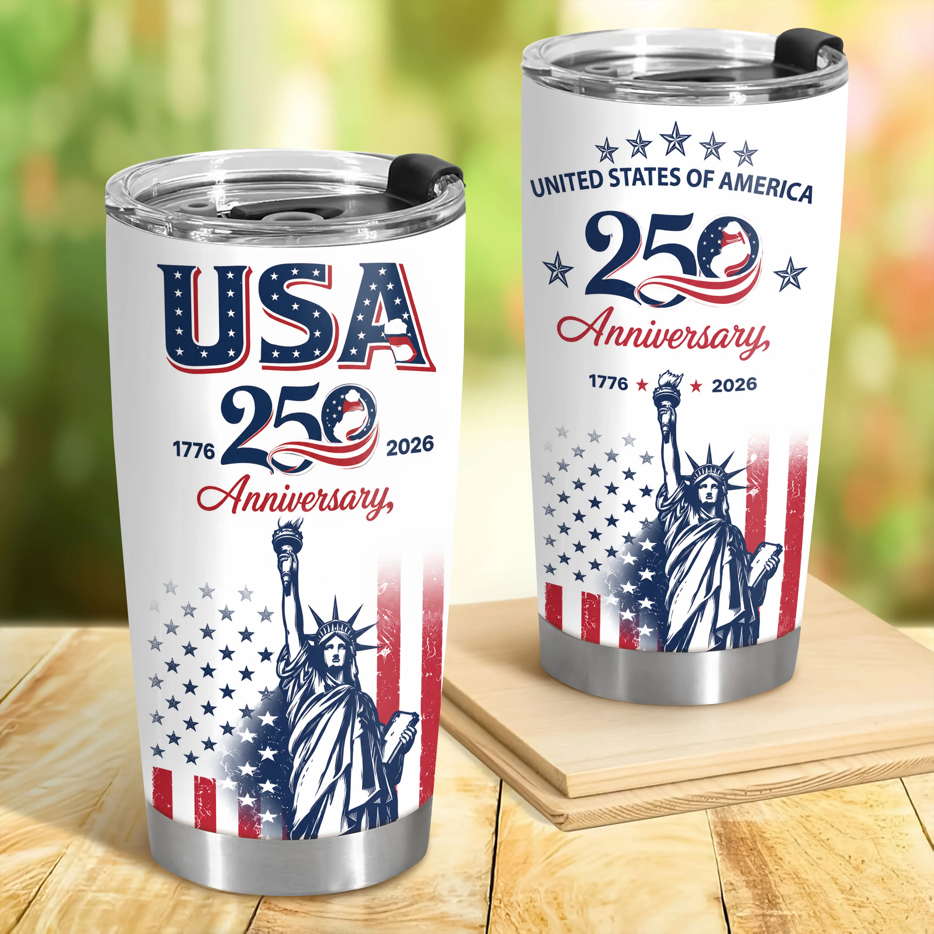 USA 250th Anniversary Patriotic Statue of Liberty Fat Tumbler HA75 921660 - Image 5