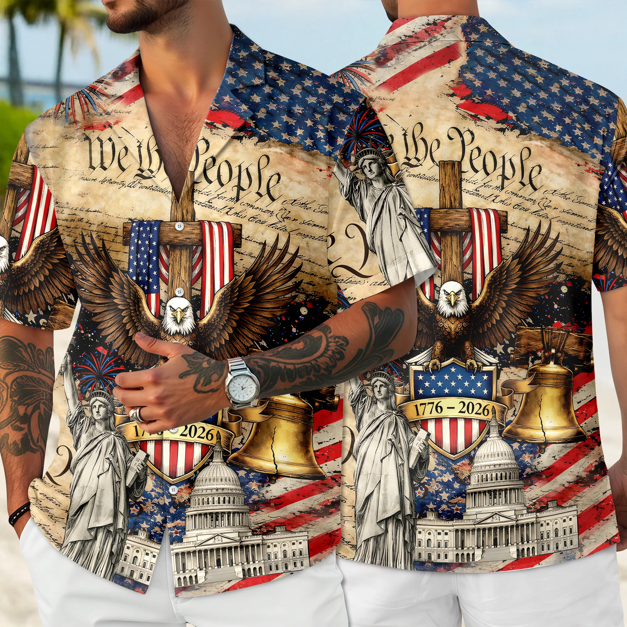 We The People 250 Years Faith and Freedom Hawaiian Shirt CH07 910448 - Image 3