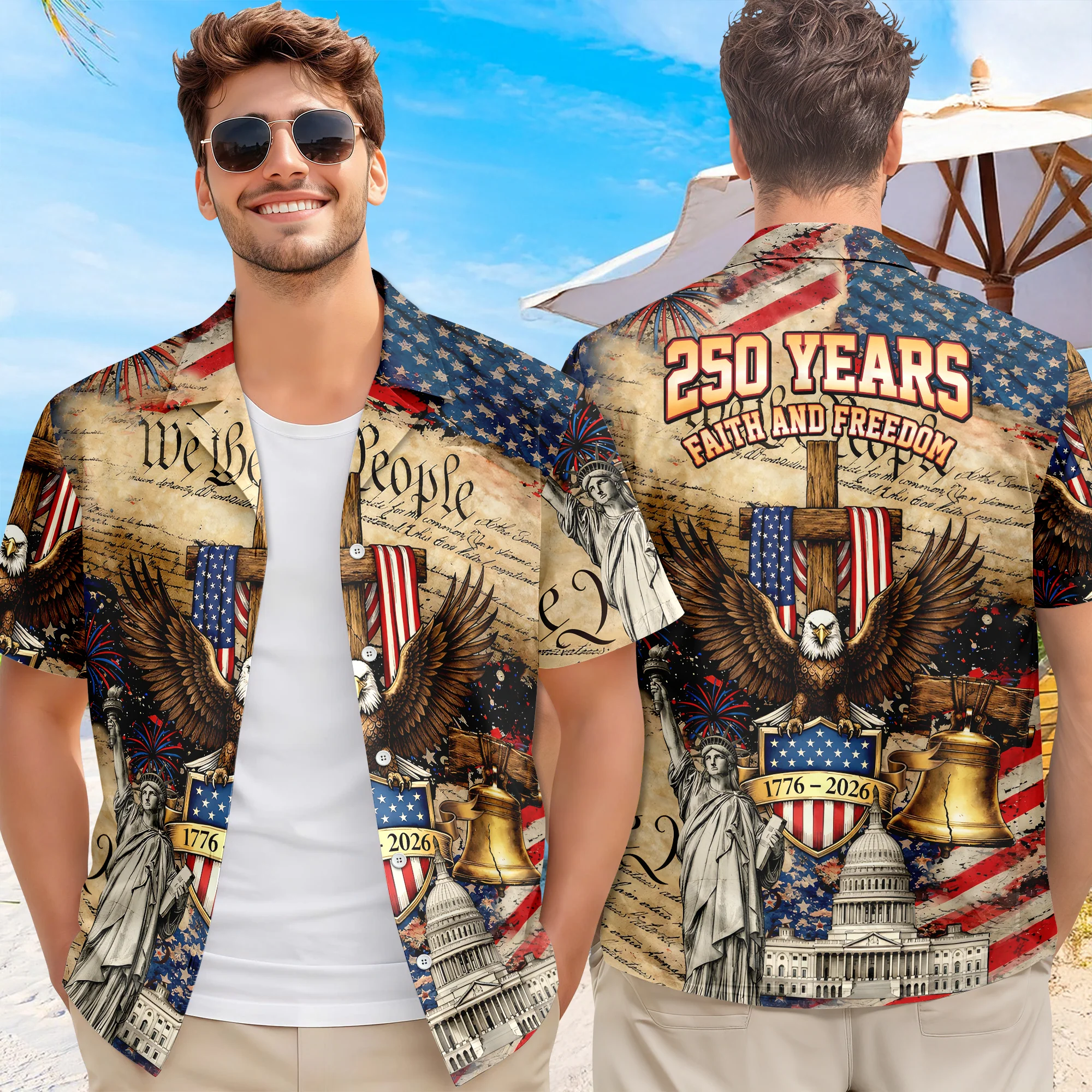 We The People 250 Years Faith and Freedom Hawaiian Shirt CH07 910448 - Image 4