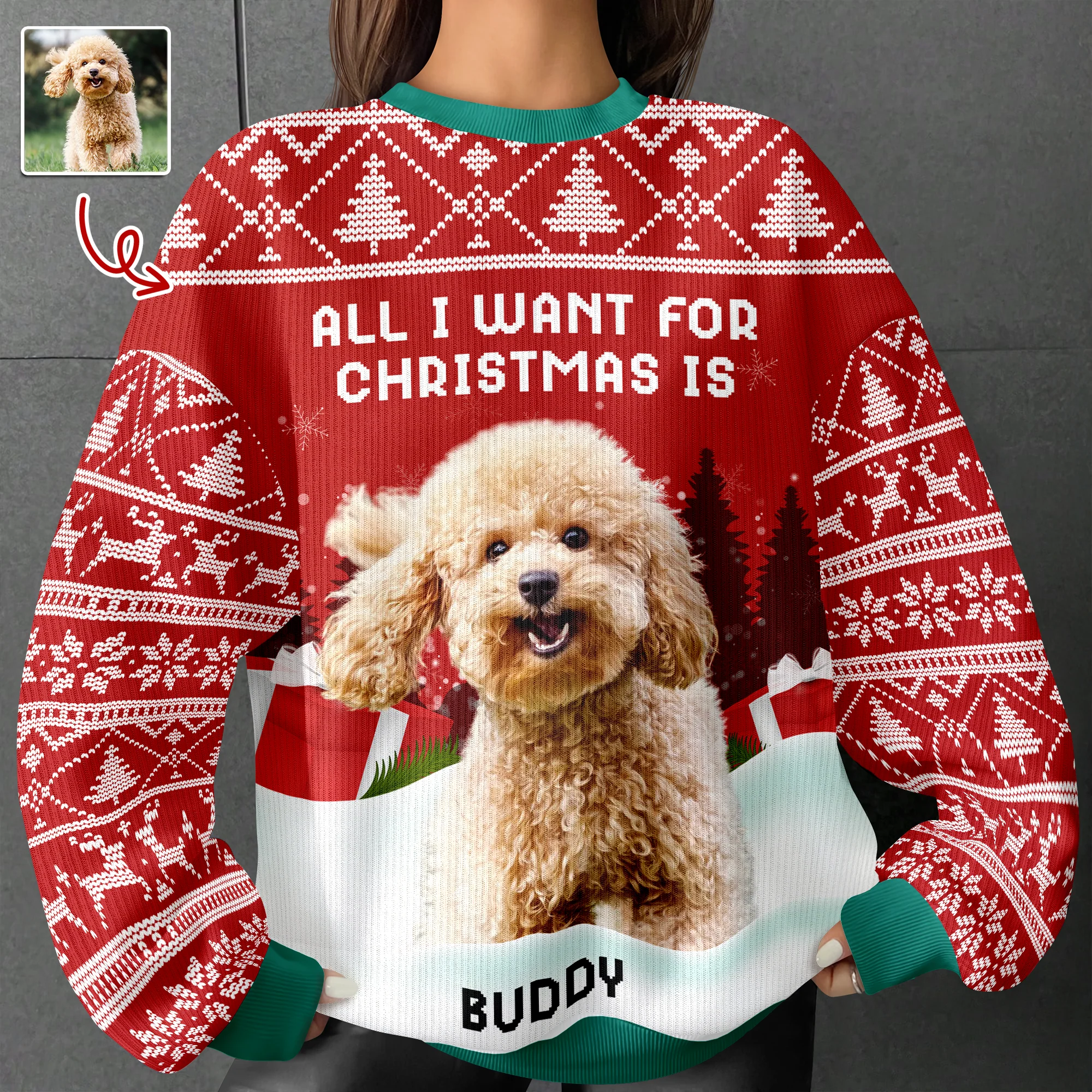 We Woof You A Merry Christmas Custom Dog Photo Ugly Sweater CH07 896502 - Image 8