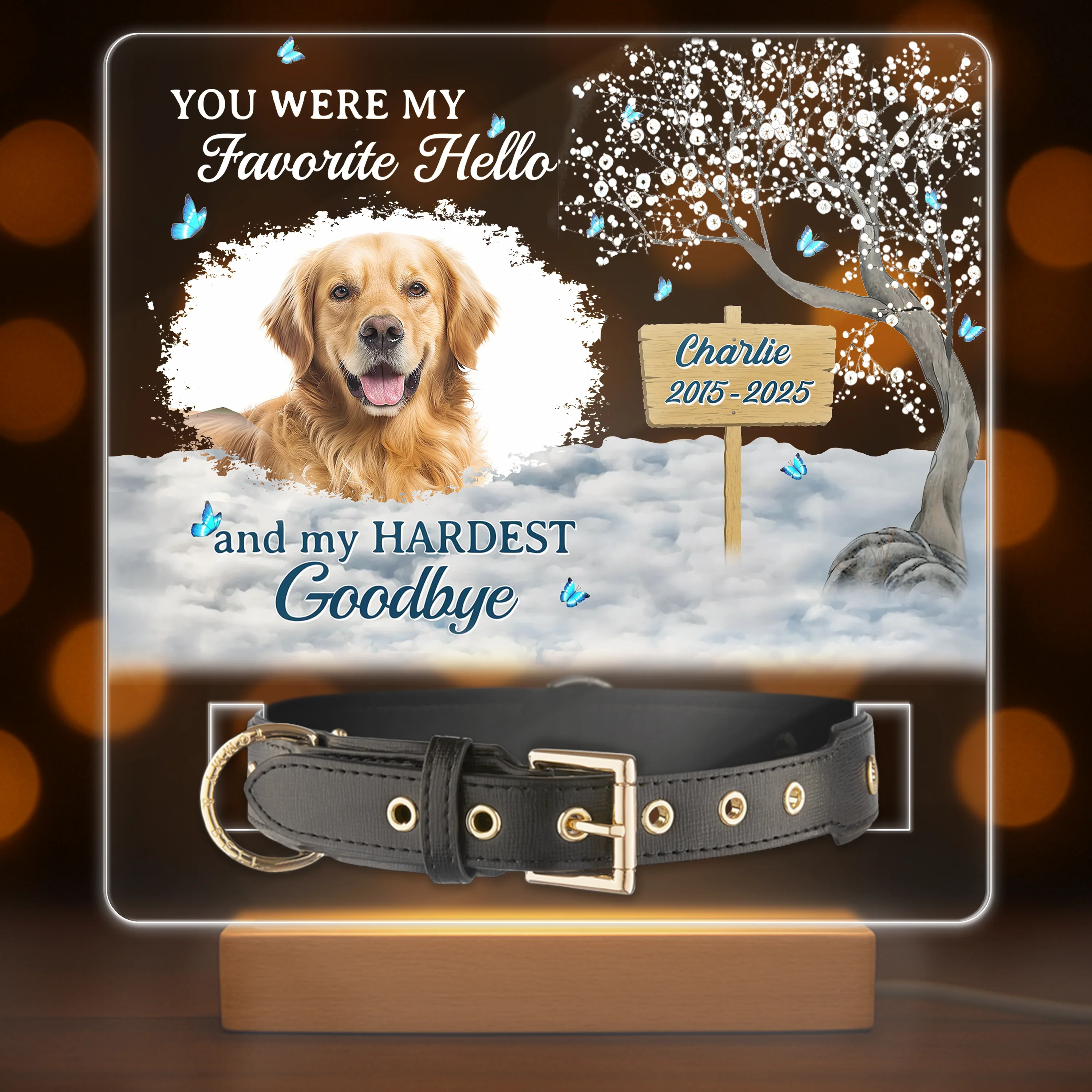 You Are My Favorite Hello An My Hardest Goodbye - Custom Pet Photo Memorial Acrylic Collar Frame CH07 896078 - Image 10