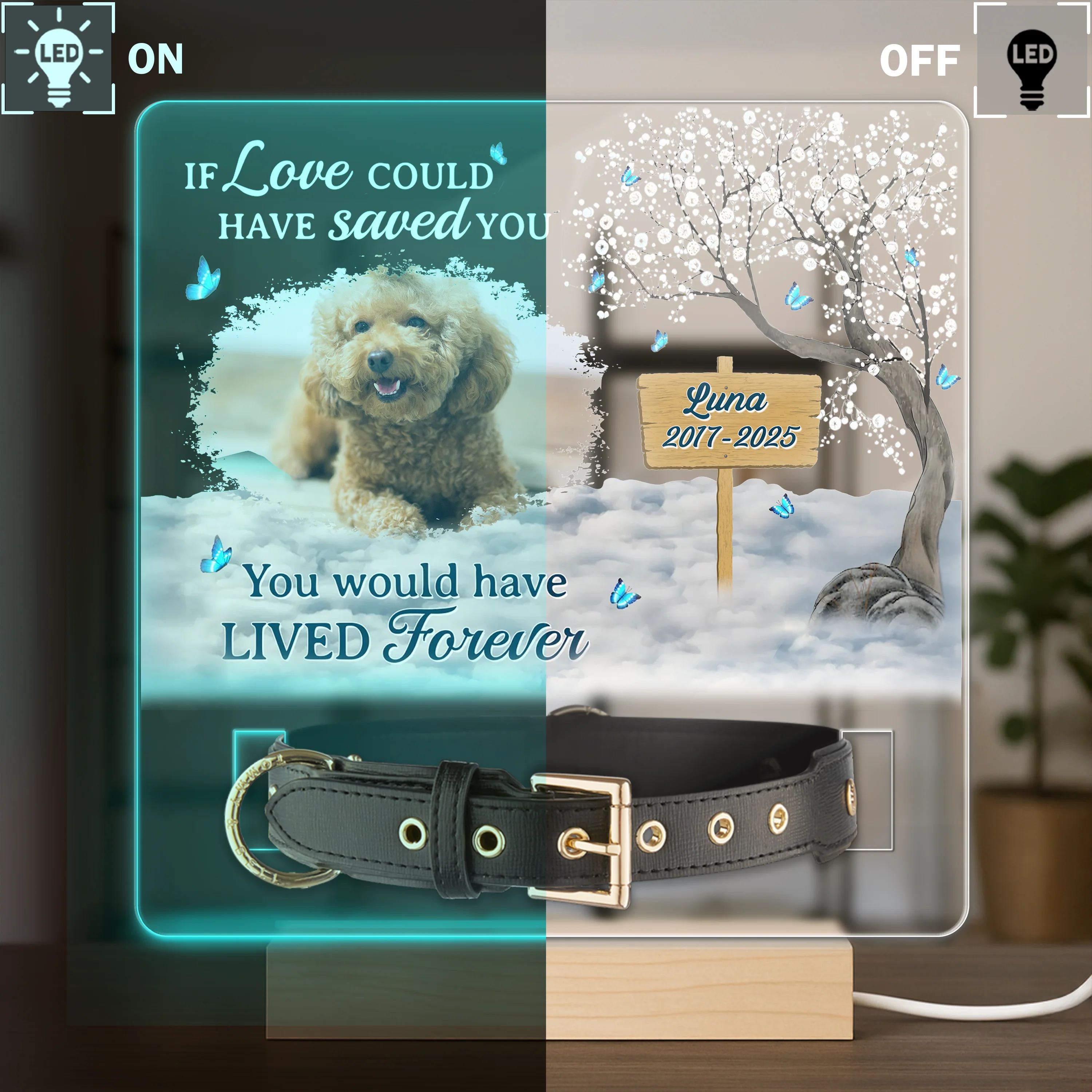 You Are My Favorite Hello An My Hardest Goodbye - Custom Pet Photo Memorial Acrylic Collar Frame CH07 896078 - Image 3