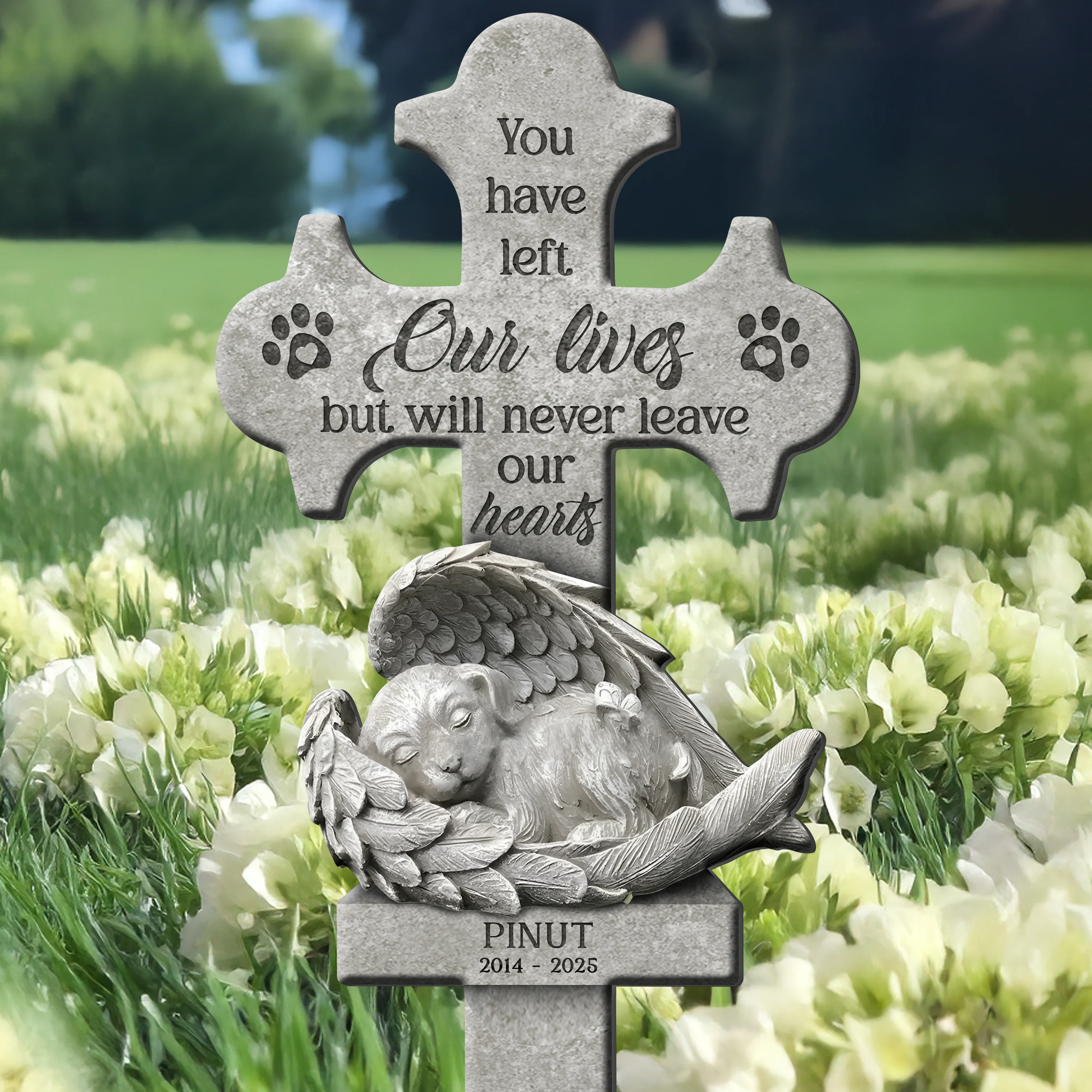 You Have Left Our Lives But Will Never Leave Our Hearts - Personalized Garden Stake TH10 894465 - Image 2