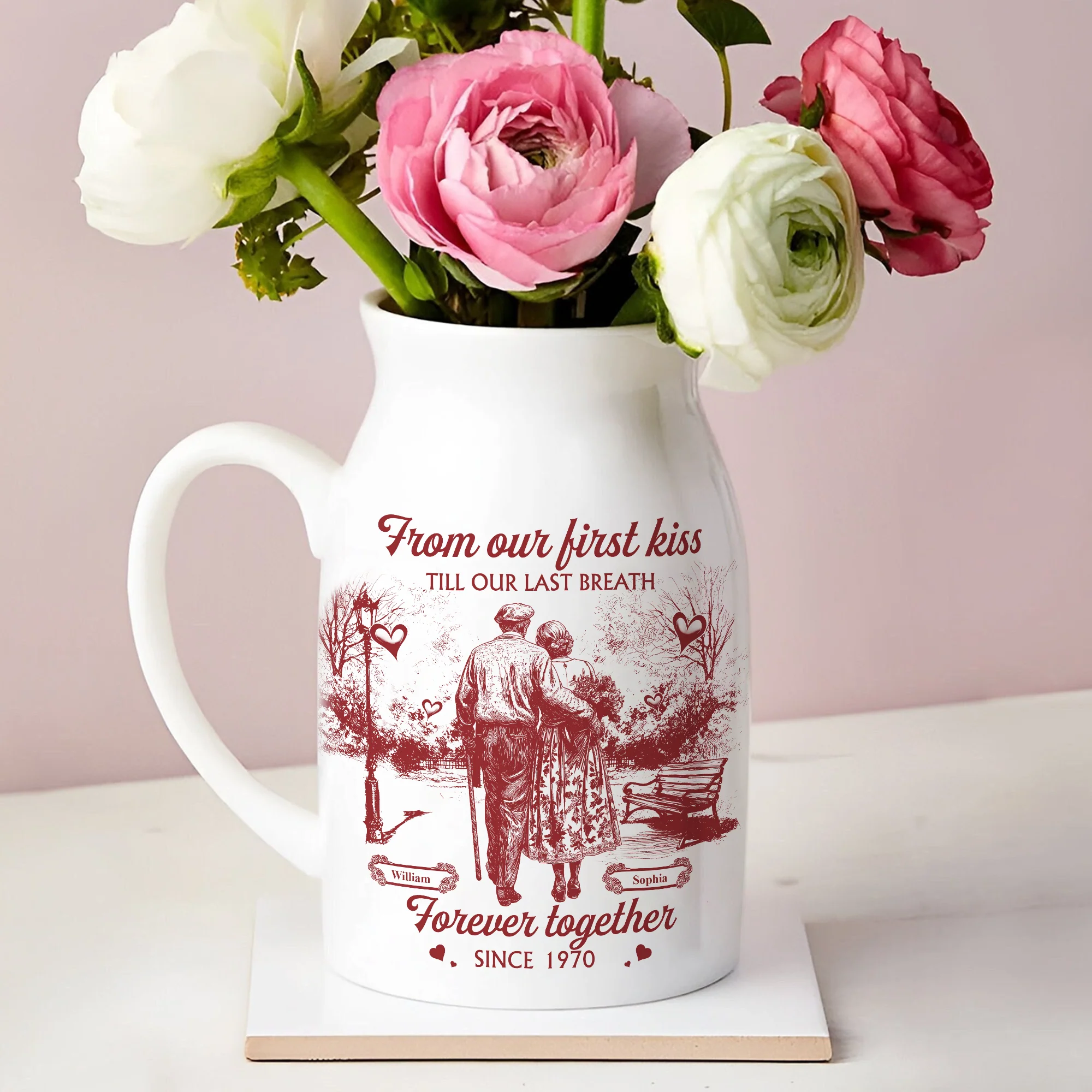 You & Me We Got This Personalized Couple Toile De Jouy Vase LM32 893965 - Image 3