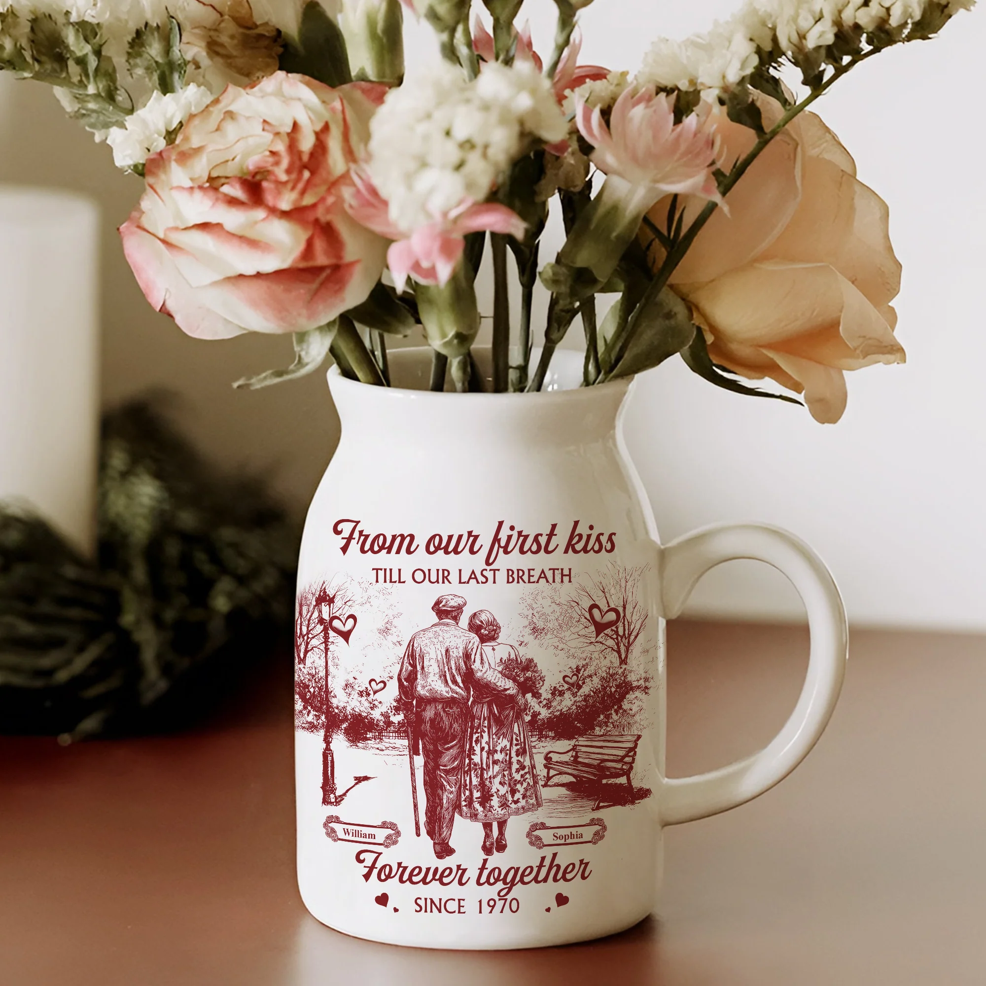 You & Me We Got This Personalized Couple Toile De Jouy Vase LM32 893965 - Image 5