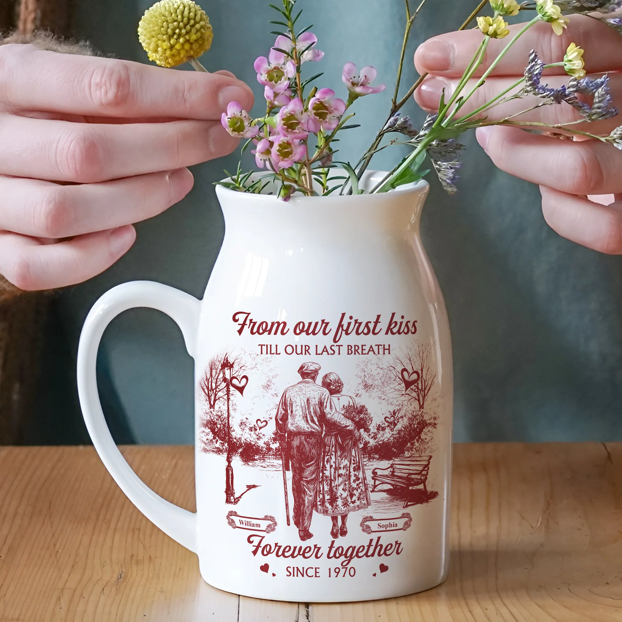 You & Me We Got This Personalized Couple Toile De Jouy Vase LM32 893965 - Image 6
