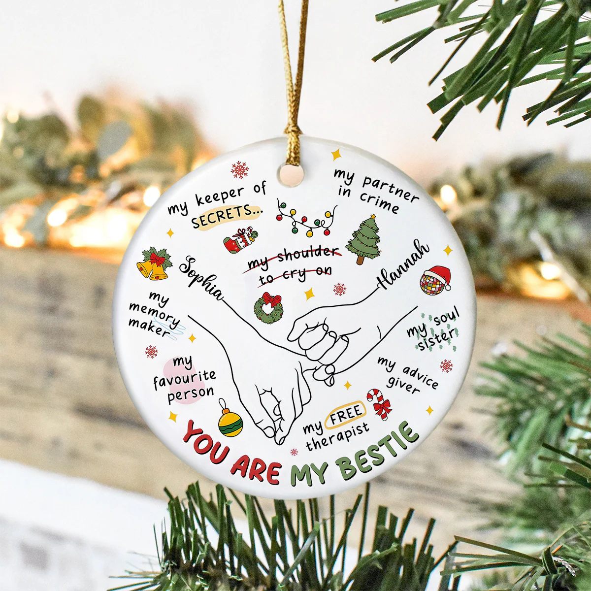 You're My Bestie Personalized Ceramic Ornament Gift For Sister Besties BFF TH10 894855 - Image 4