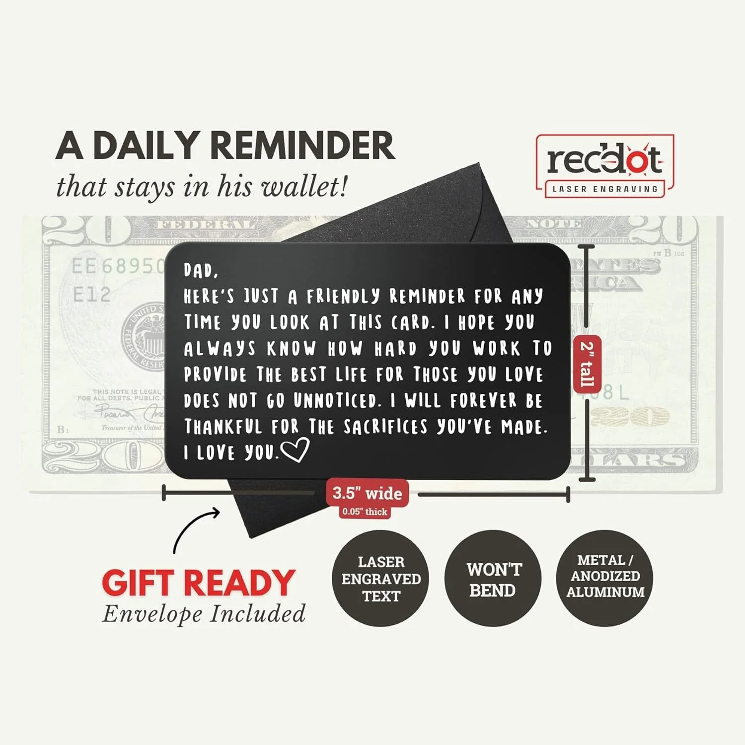 Wallet Card for Dad - Perfect Birthday, Valentine'S Day, & Father'S Day Gift from Son or Daughter, New Dad Keepsake, Best Dad Ever, Unique Birthday Gifts for Dad, Dad Gifts from Daughter & Son - Image 4
