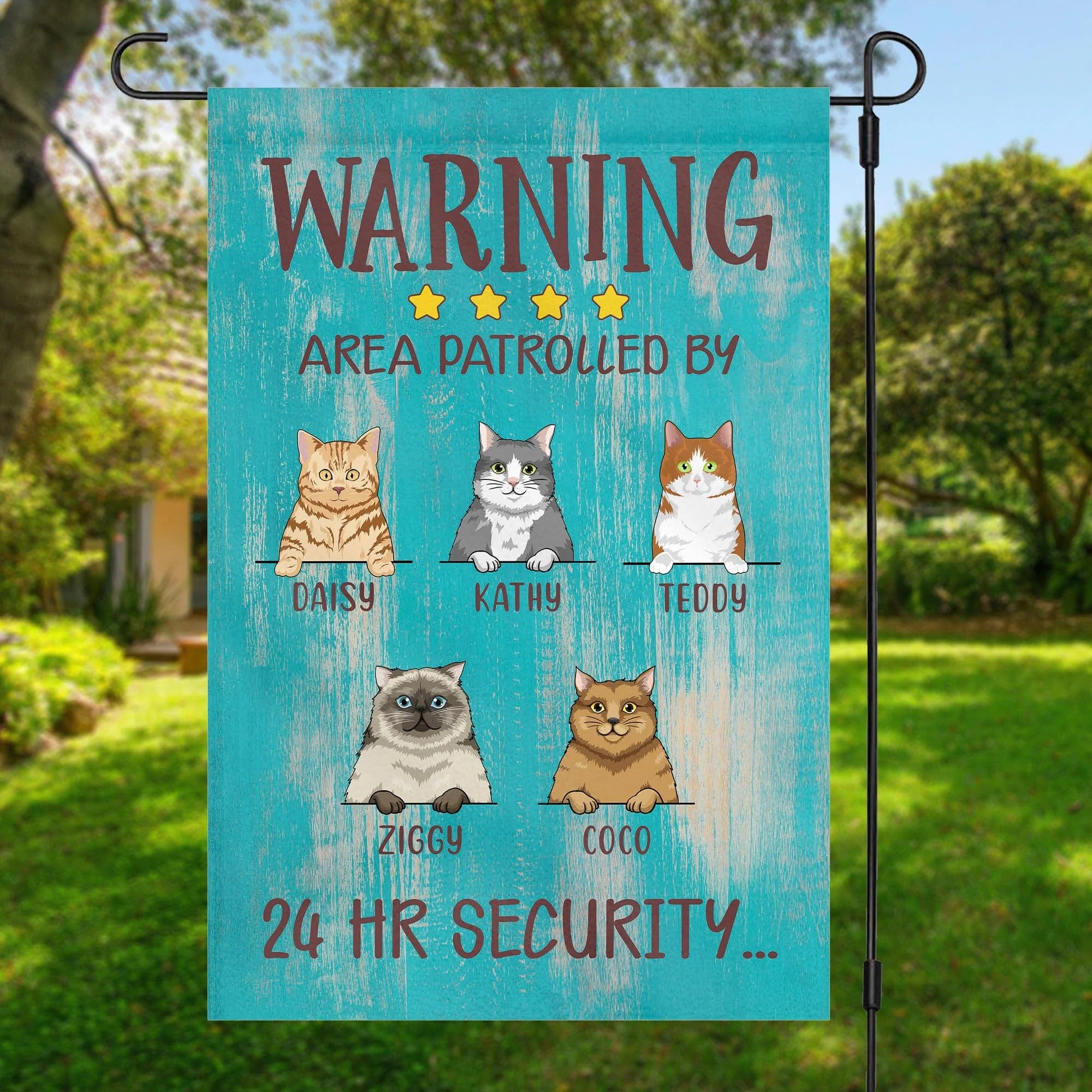 Warning Area Patrolled By Cats Personalized Custom Cat Garden Flag C414 - Image 3