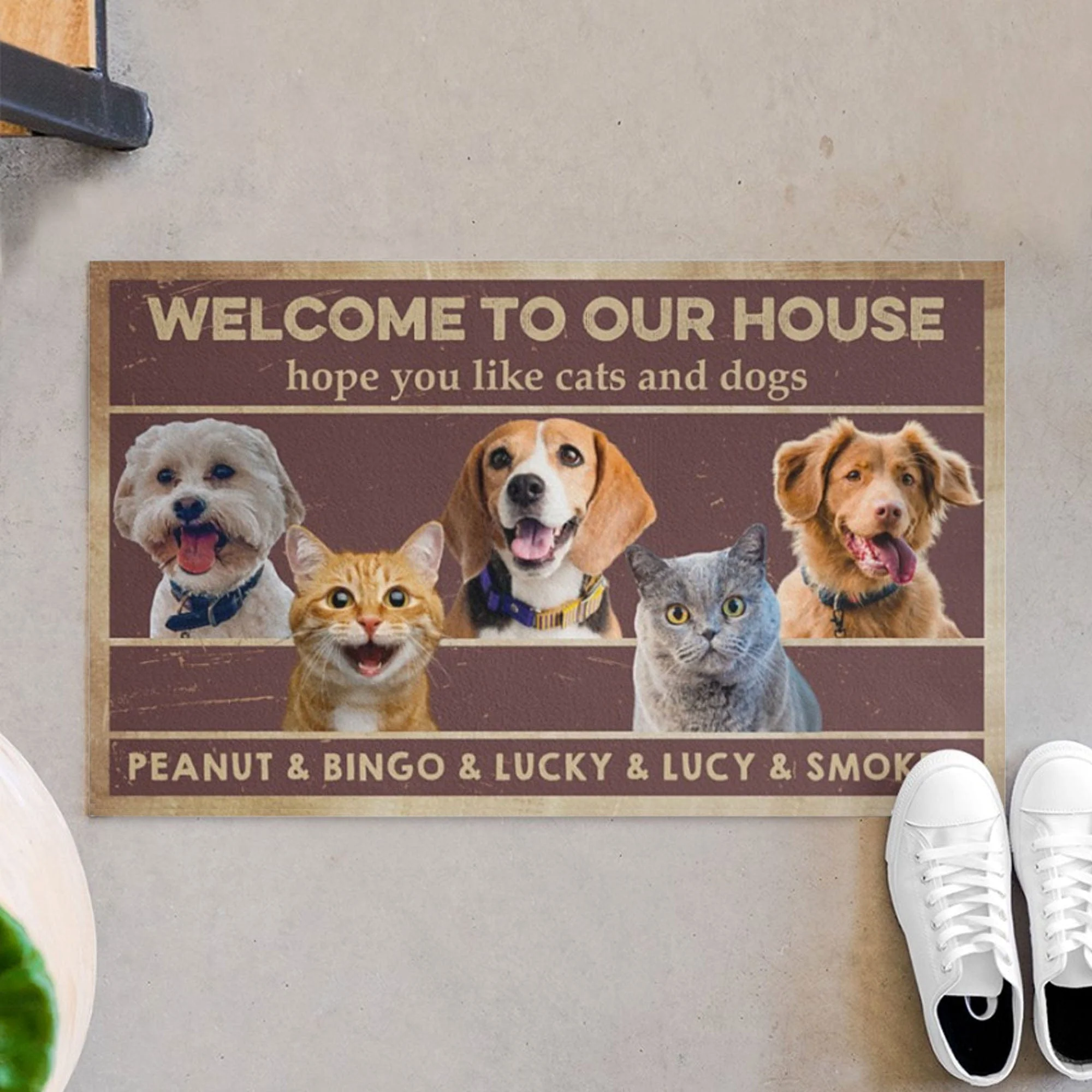 Welcome To The Pet Home Personalized Custom Photo Dogs Cats Pets Doormats C597 - Image 2