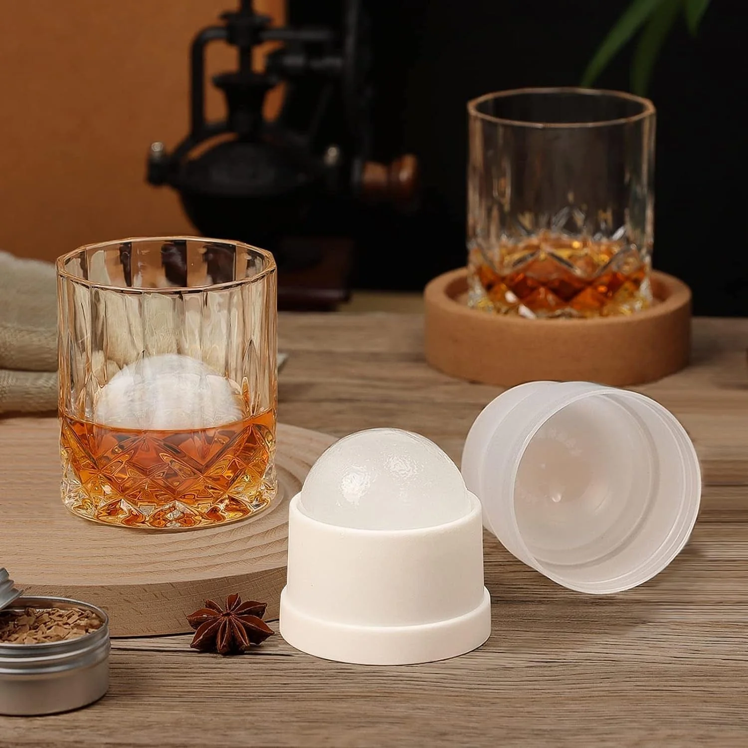 Whiskey Smoker Kit with Torch - 6 Flavors Wood Chips, 2 Glasses, 2 Ice Ball Molds - Cocktail Smoker Infuser Kit, Old Fashioned Drink Smoker Kit, Birthday Bourbon Whiskey Gifts for Men,Dad(No Butane) - Image 3