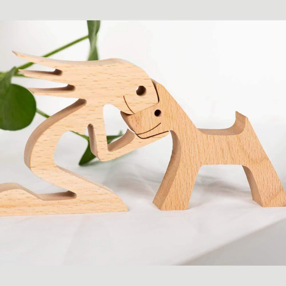 A Woman With Pointy Ears Pointy Tail Dog Wood Sculpture T286 HN590