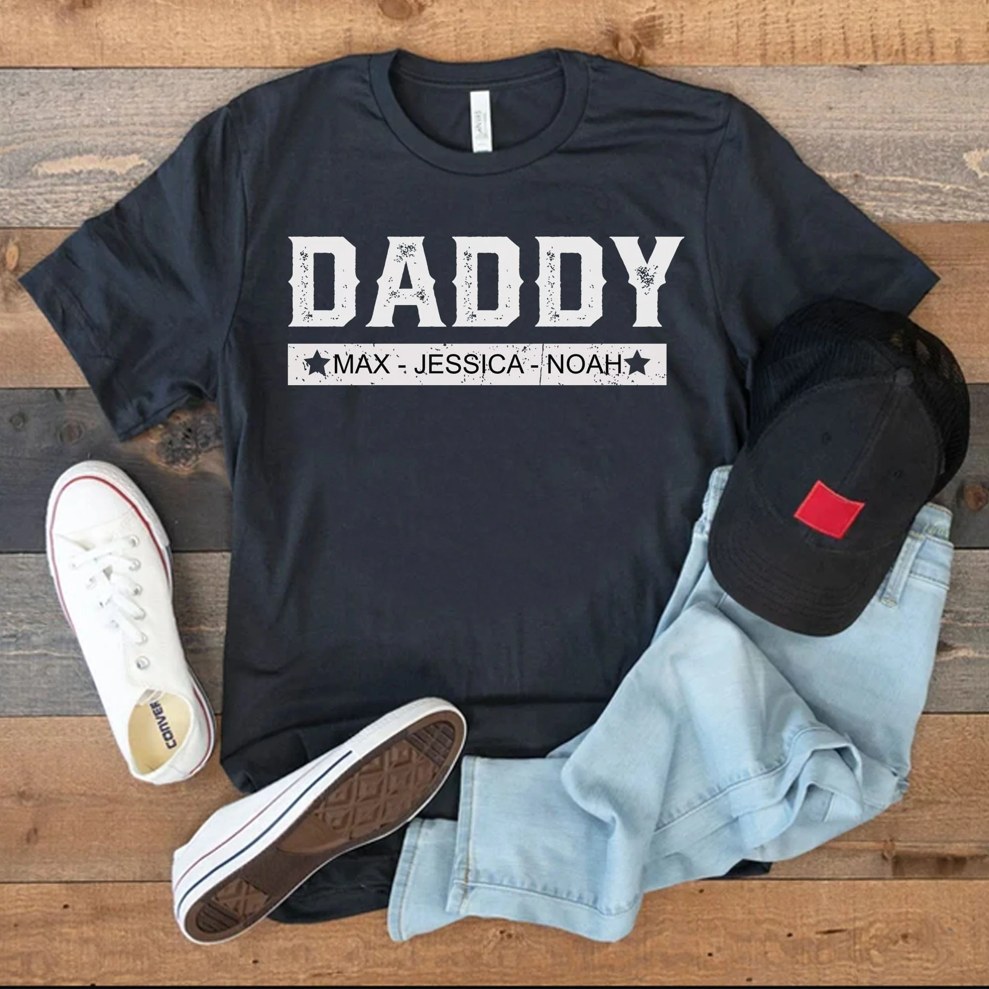 With Kids Names Custom Daddy Personalized Custom Father's Day Shirt H318 - Image 2