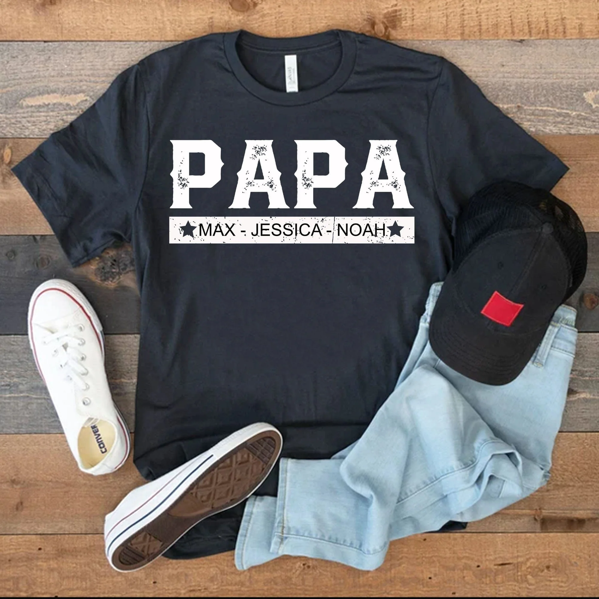 With Kids Names Custom Papa Personalized Custom Father's Day Shirt 890727 - Image 2