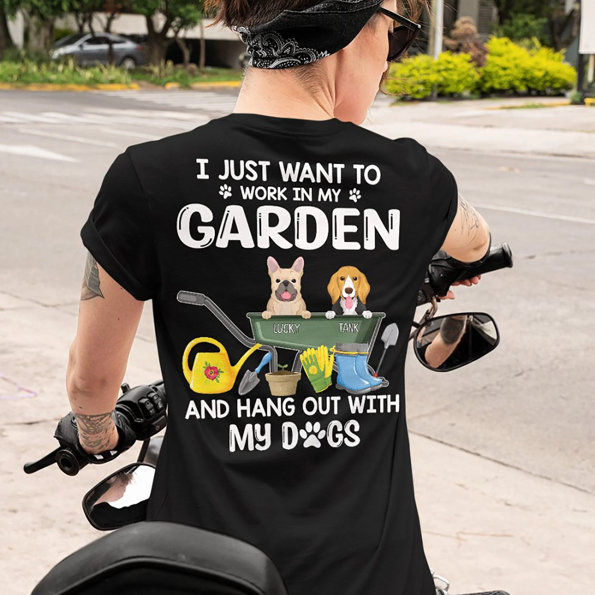 Work In Garden And Hang Out With Dogs Personalized Custom Dog Backside Shirt C453 - Image 3