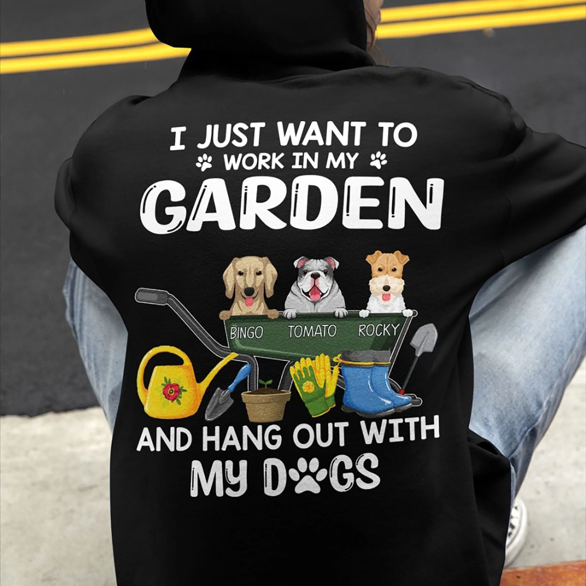 Work In Garden And Hang Out With Dogs Personalized Custom Dog Backside Shirt C453 - Image 5